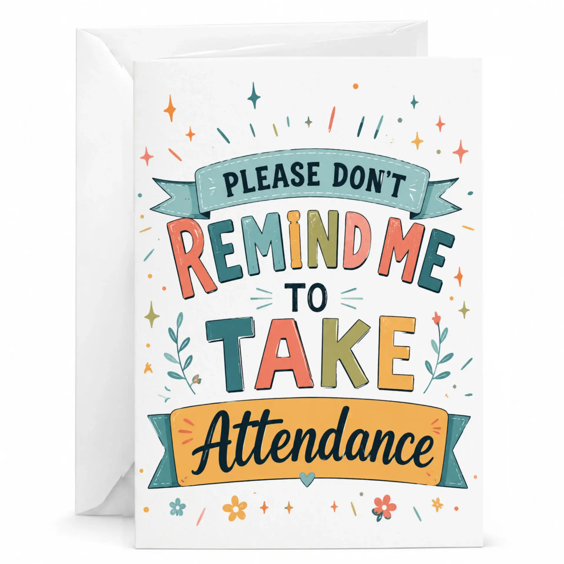Funny Greeting Card Please Don't Take Attendance Humorous Note for Colleagues and Office Staff