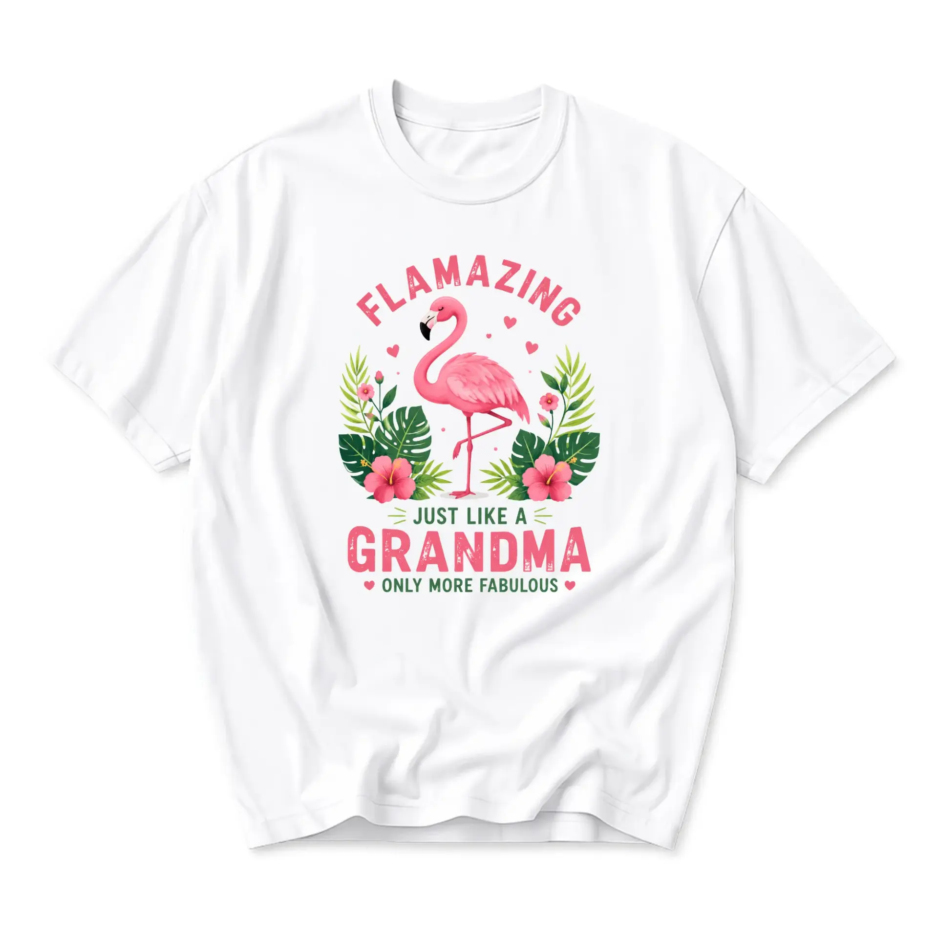 Funny Shirt for Grandma Flamazing Flamingo Graphic Tee Cute Tropical Floral Unisex Casual Crew Neck Apparel White