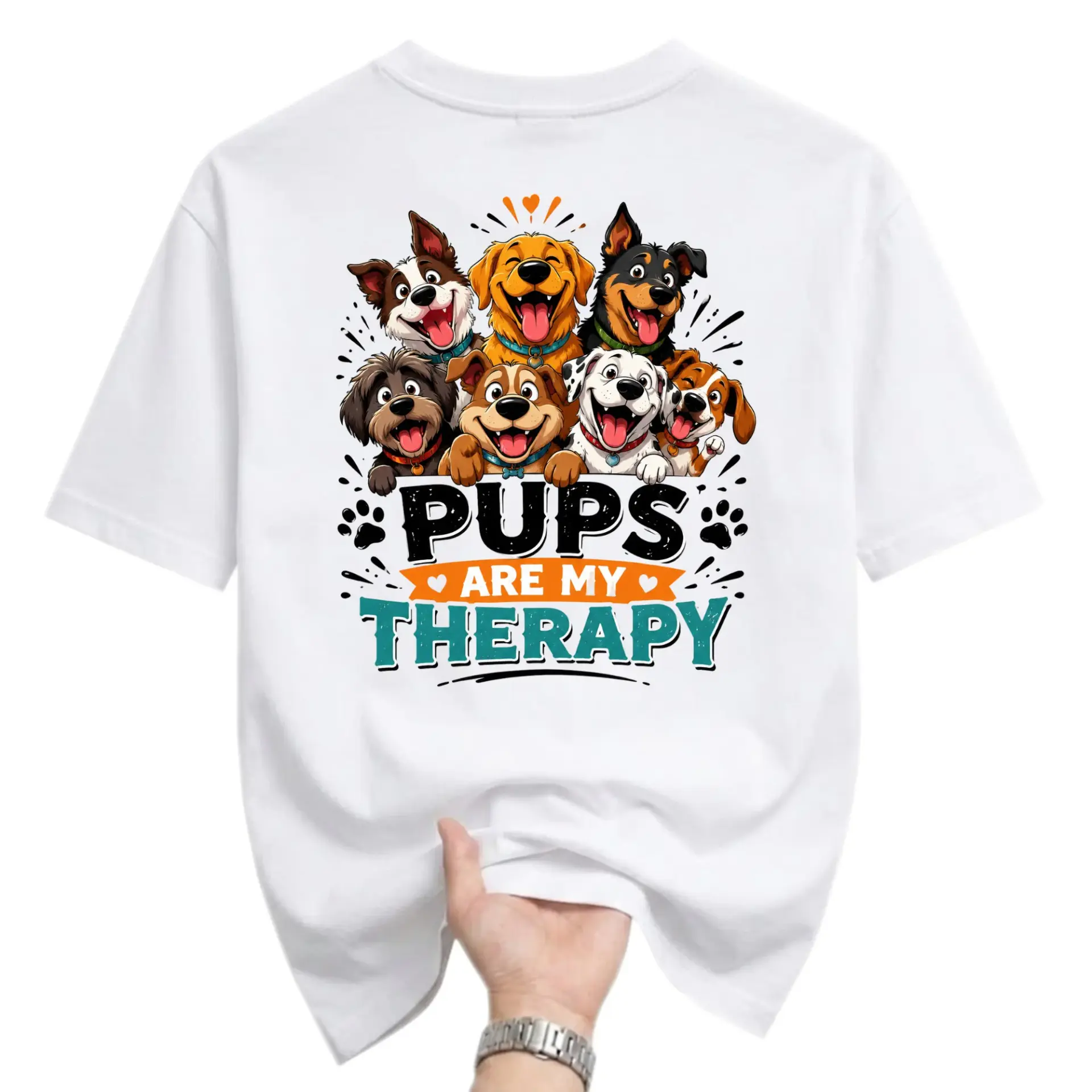 Graphic Tee Pups Are My Therapy Dog Lover Unisex Cotton Shirt for Casual