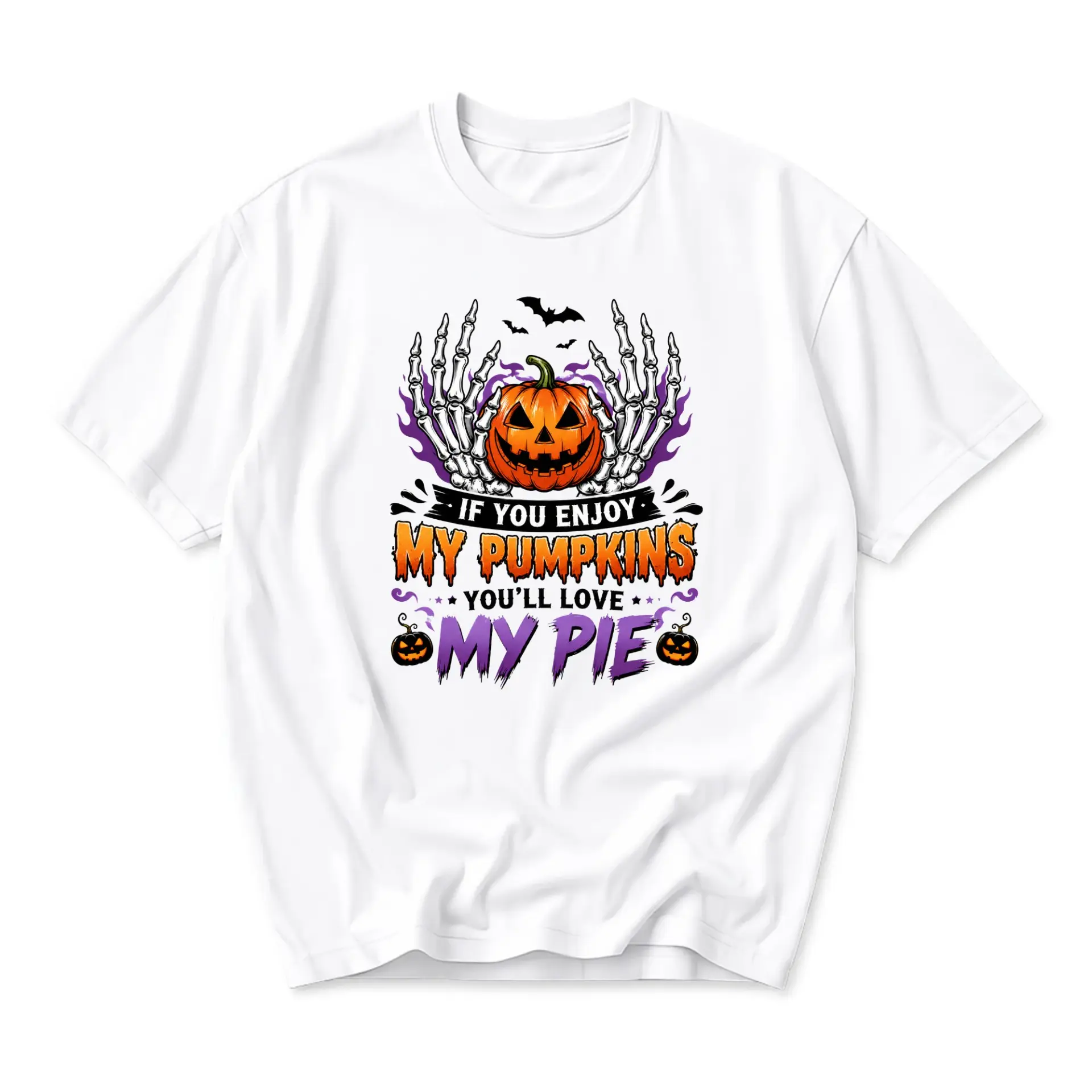 Funny Shirt Unisex Graphic Printed T-Shirt Featuring Halloween Skeleton Pumpkin Design for Casual Holiday Outfits