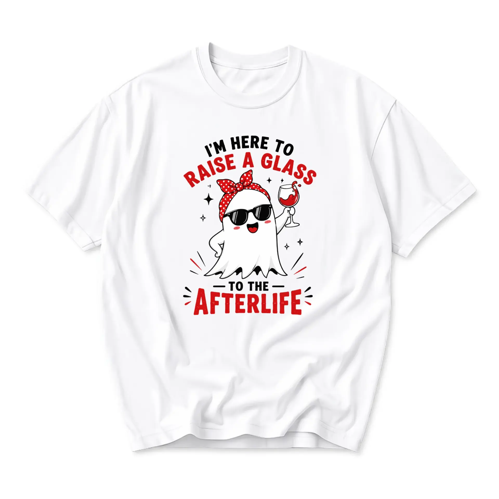 Funny Shirt I'm Here to Raise a Glass to the Afterlife Graphic Tee Unisex Casual Short Sleeve Cotton Crew Neck Top