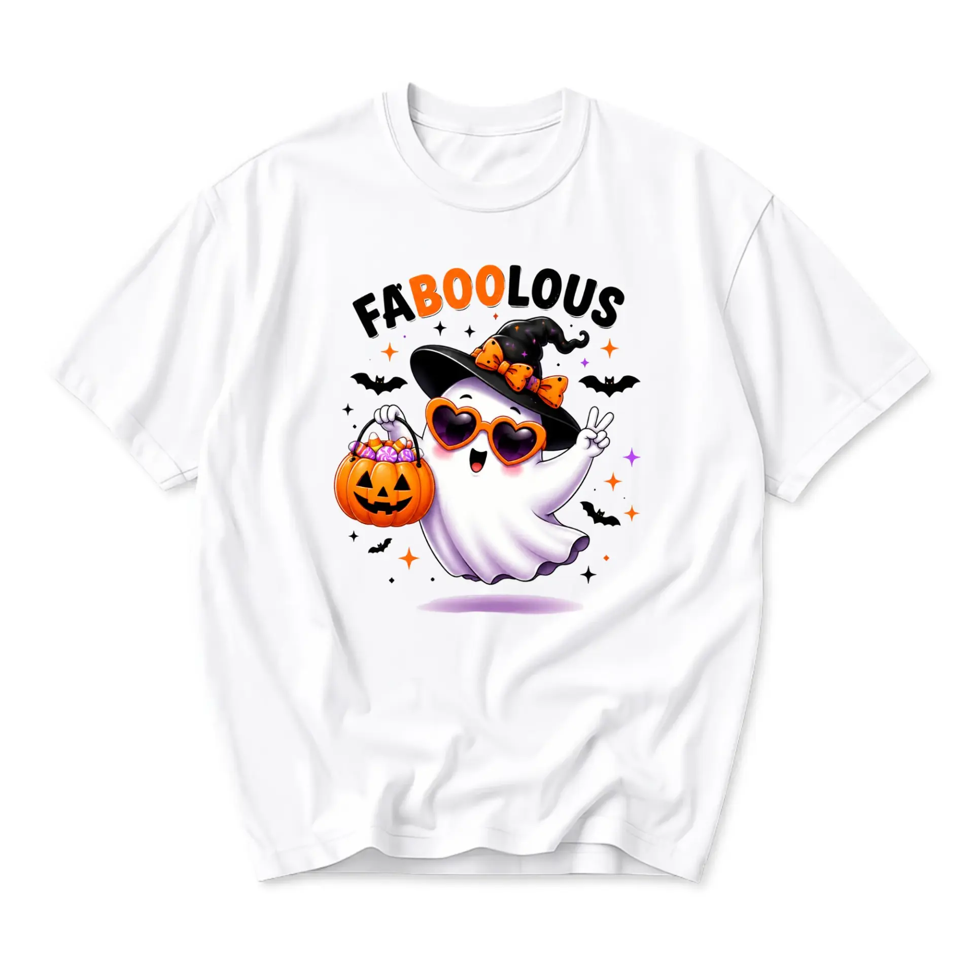 Funny Shirt Faboolous Ghost Graphic Tee Halloween Cute Spooky Season Unisex Crew Neck Casual Everyday Wear Soft Cotton