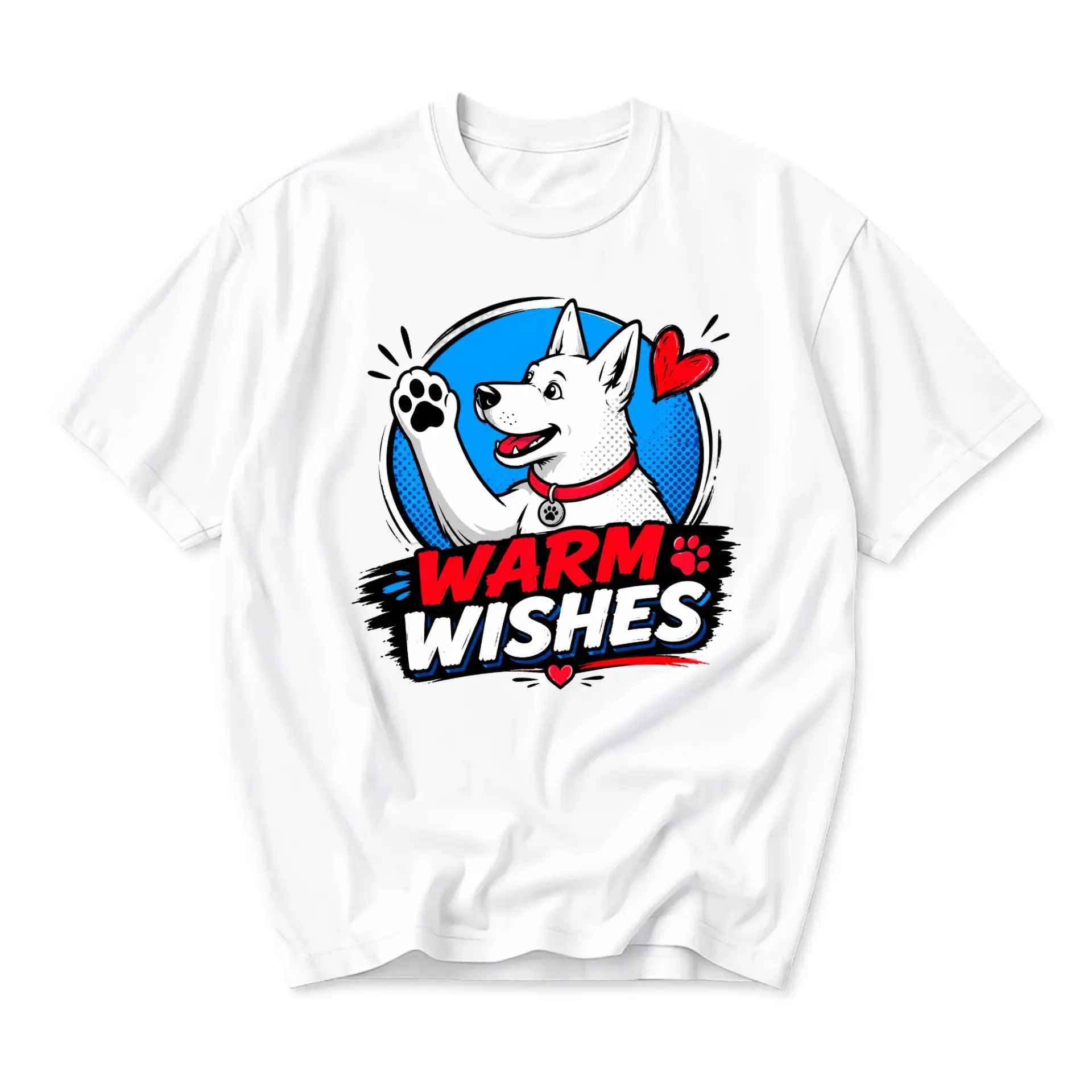 Funny Shirt Warm Wishes Dog Graphic Tee Casual Unisex Crew Neck Short