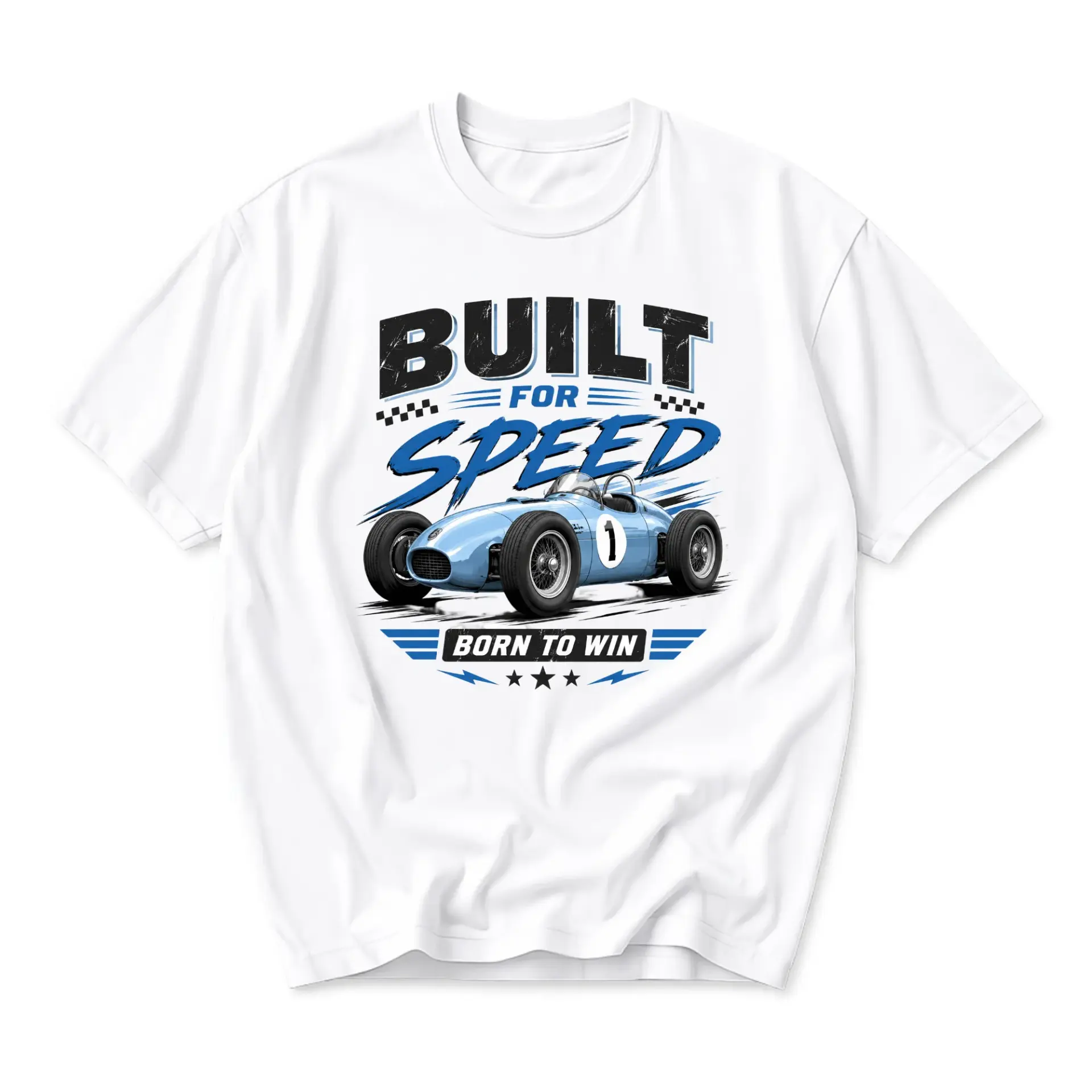 Graphic Tee Built for Speed Born to Win Race Car Unisex Casual Cotton Crew Neck Shirt Streetwear Racing Apparel