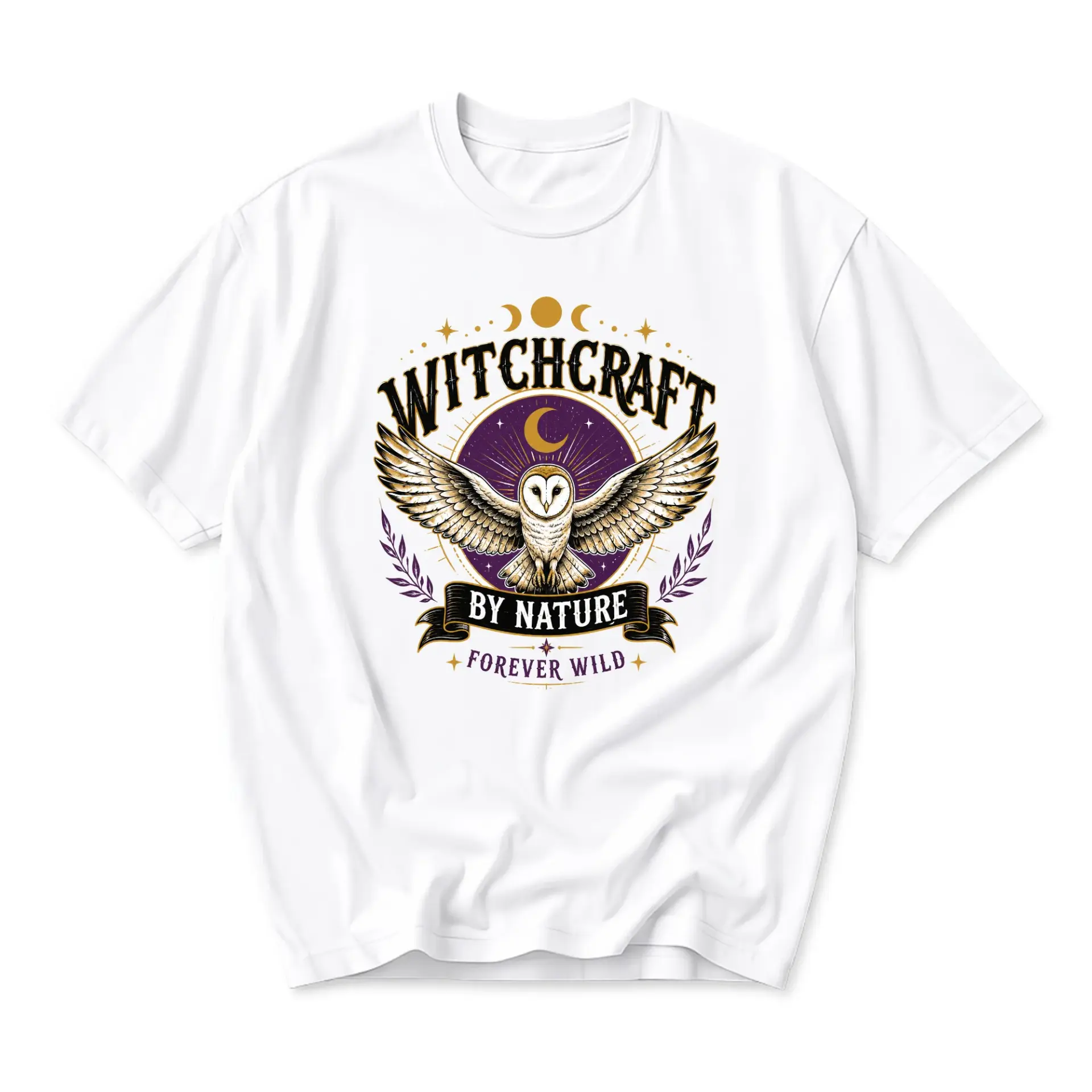 Graphic Tee Witchcraft by Nature Owl Print Unisex Crew Neck Casual Everyday Short Sleeve Cotton Blend Soft Shirt
