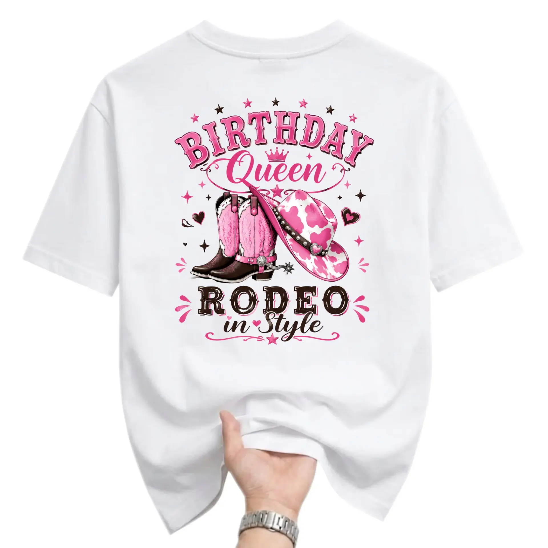 Graphic Tee Birthday Queen Rodeo Western Cowgirl Print Unisex Crew Neck Casual Cotton Blend Summer T-Shirt