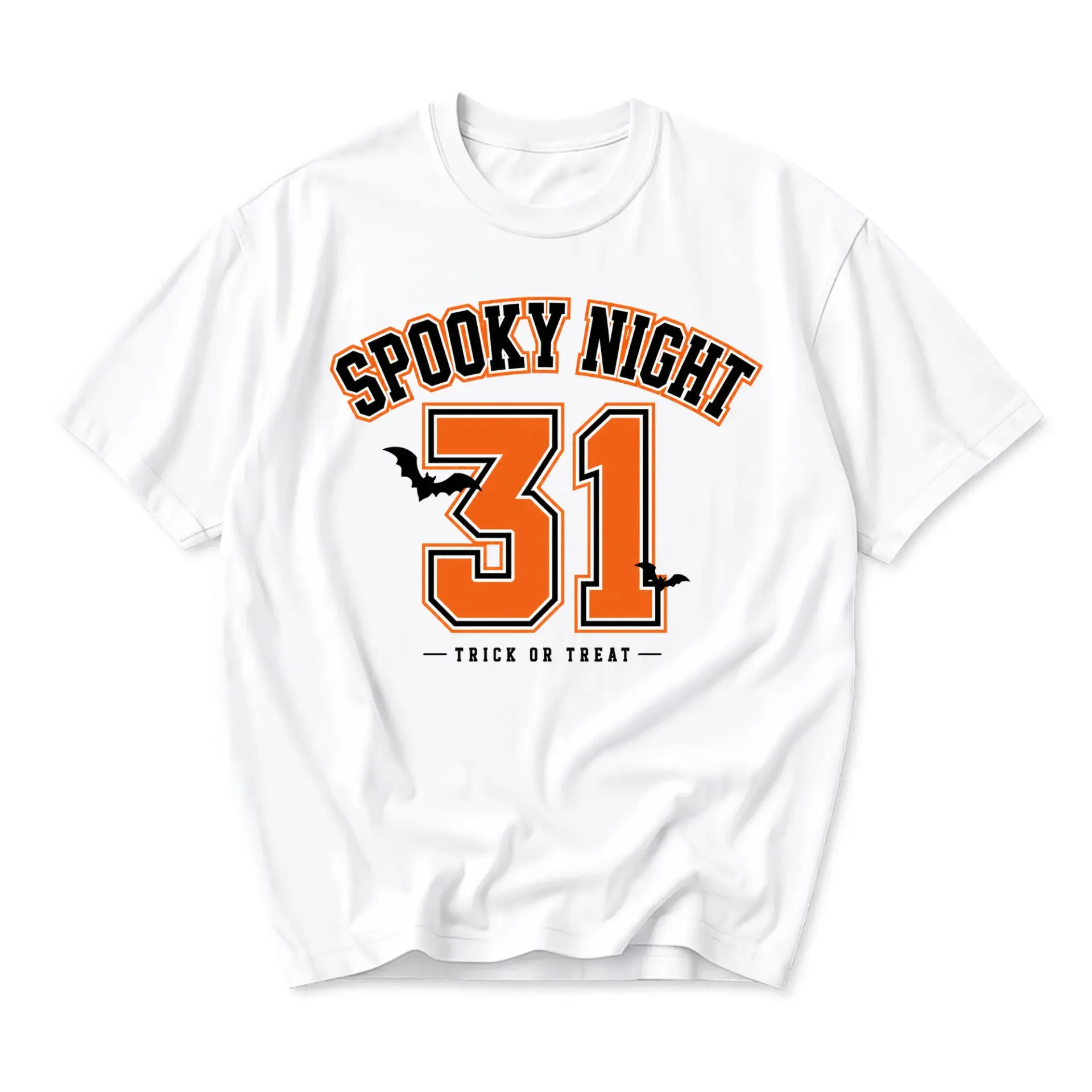 Graphic Tee Spooky Night 31 Trick or Treat Unisex Cotton T-Shirt for Halloween Holiday Casual Wear Apparel