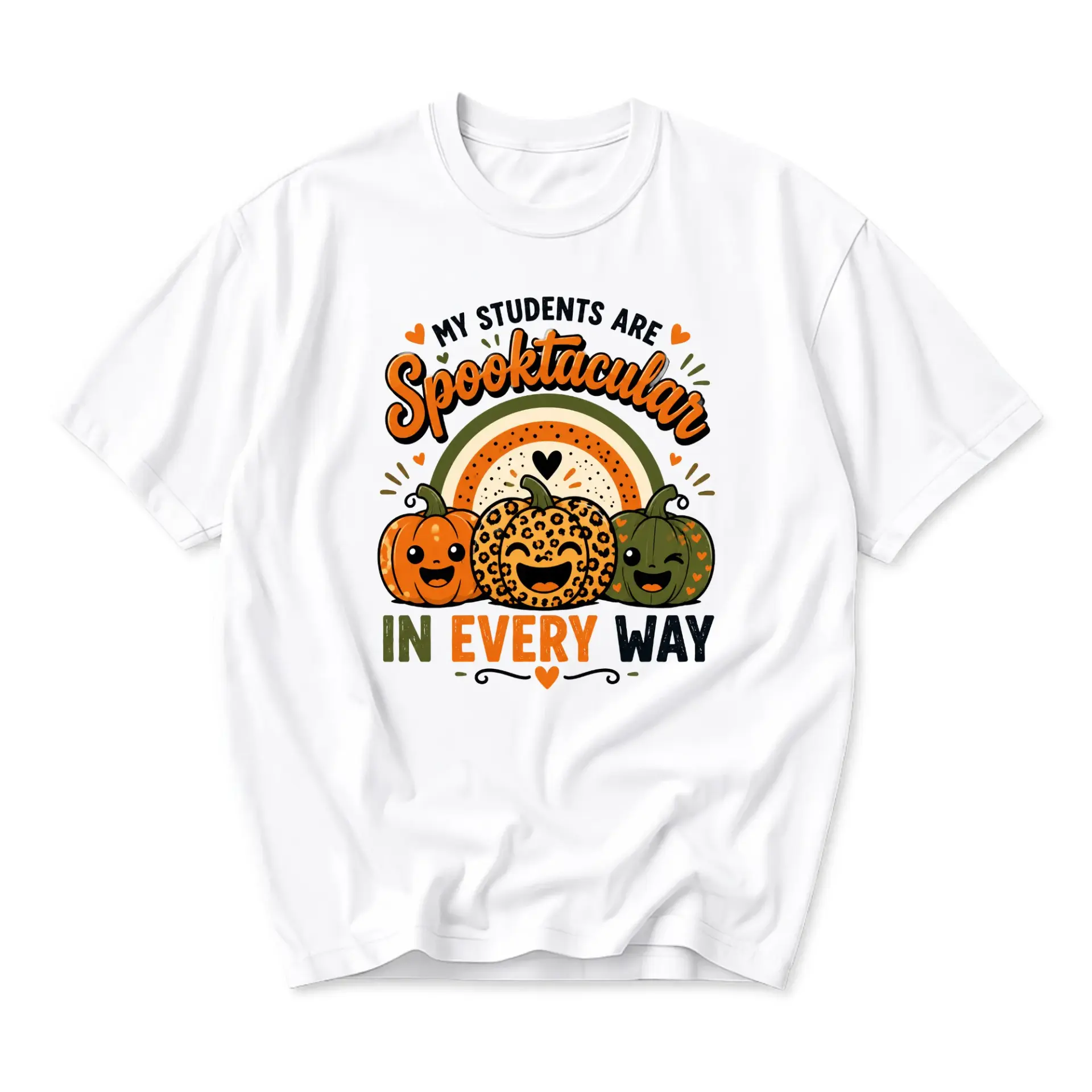 Graphic Tee My Students Are Spooktacular in Every Way Pumpkin Design Unisex Crew Neck Soft Cotton Casual Apparel