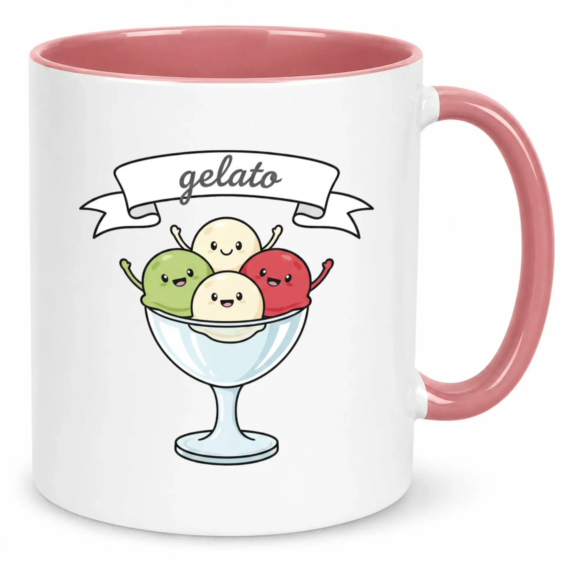 Funny Gelato Scoops Ceramic Coffee Mug, Cute Dessert Lover Beverage Cup, Sweet Treat Kitchen Drinkware for Home or Office, Unique Gift Idea