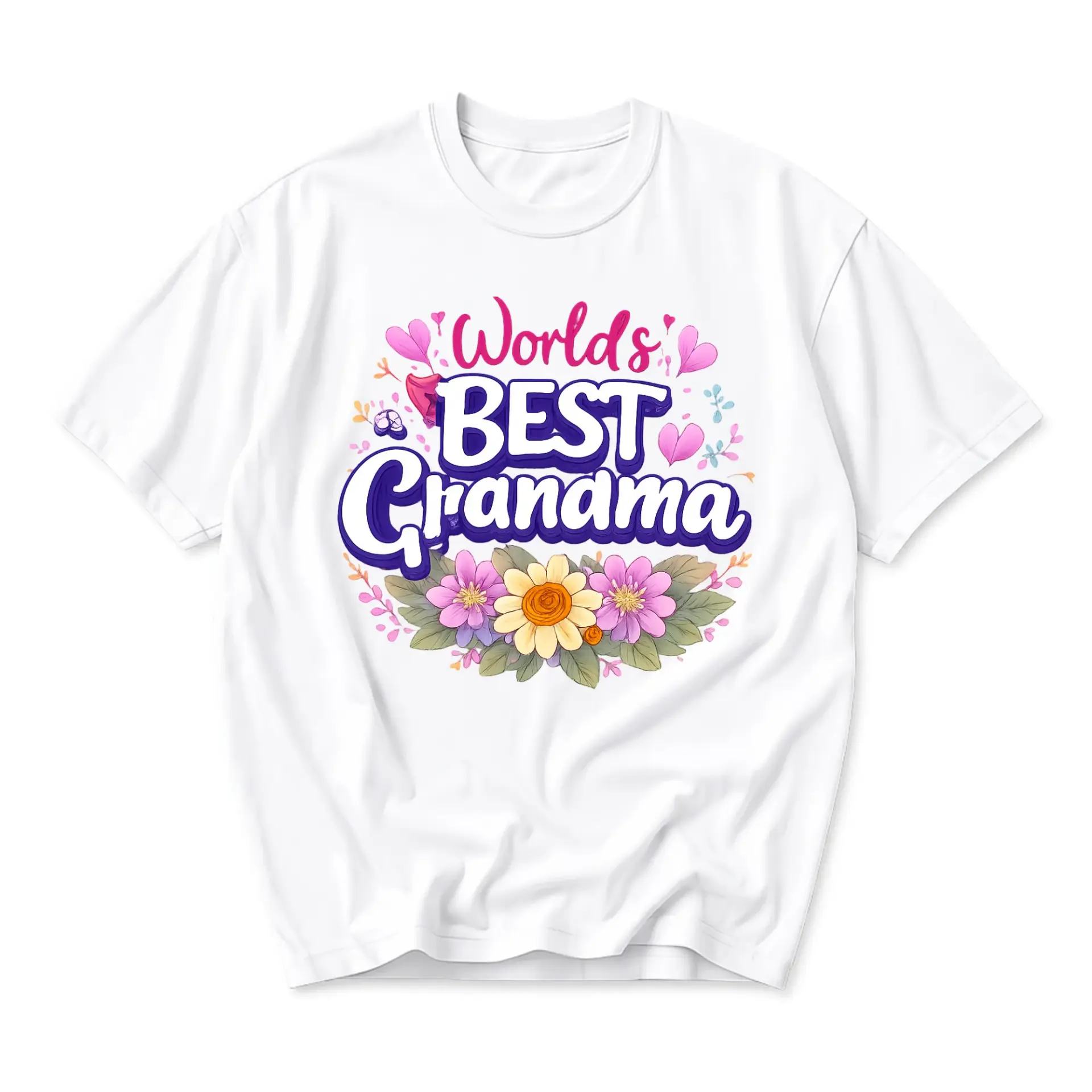 T-shirt World's Best Granama Graphic Tee Casual Cotton Blend Short Sleeve Crew Neck Top for Everyday Comfort Wear