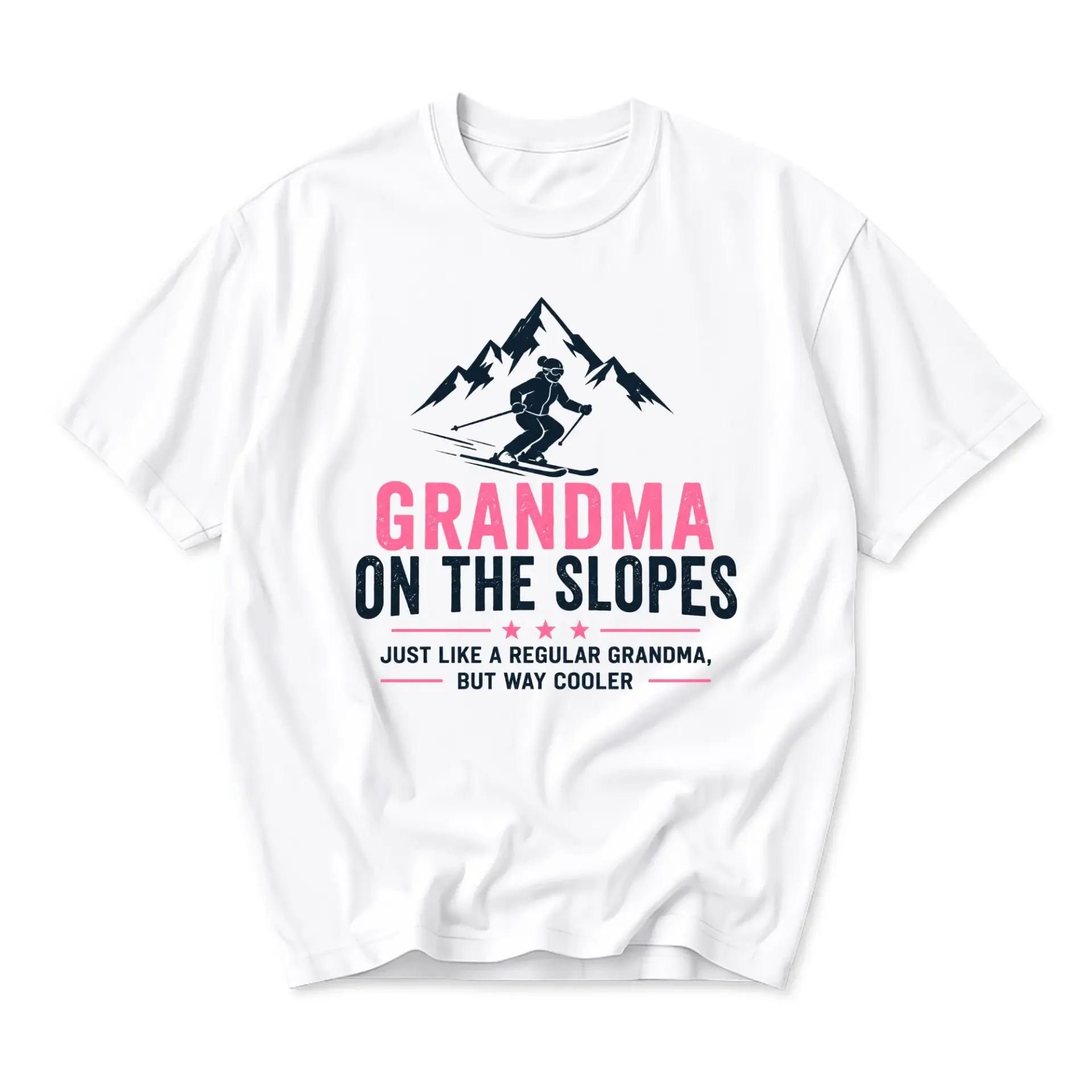 Funny Shirt Grandma on the Slopes Skiing Graphic Tee Casual Cotton Crewneck Top for Sport Enthusiasts and Family