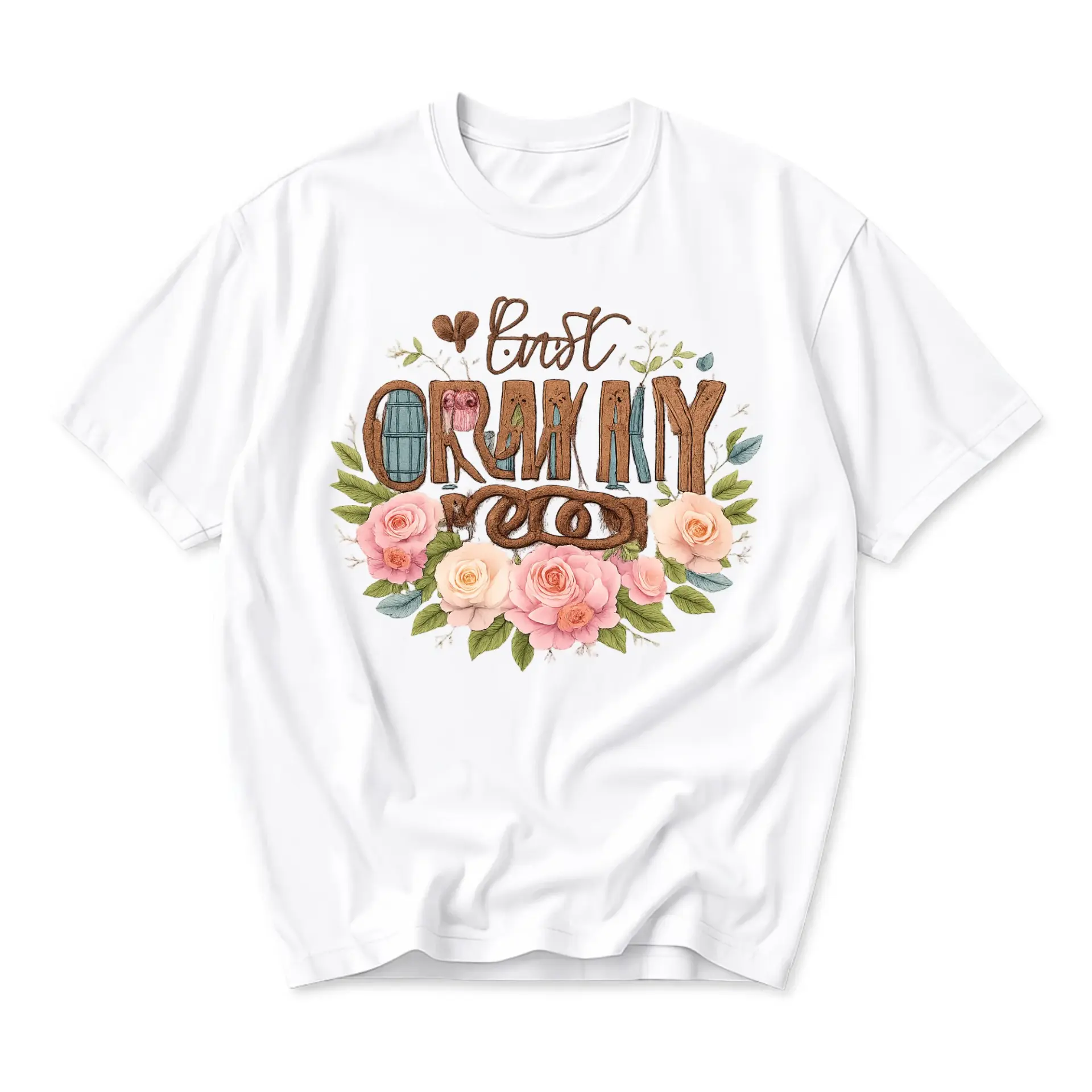 Graphic Tee Lost Floral Text Design Unisex Crew Neck Soft Cotton Casual Everyday Short Sleeve Shirt White