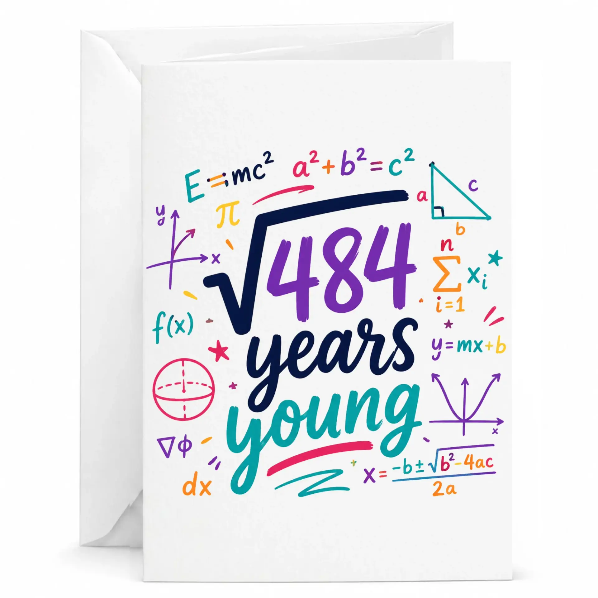 Funny Birthday Card Math Equation Forty Eight Years Young Greeting Card for Mathematicians and Science Lovers