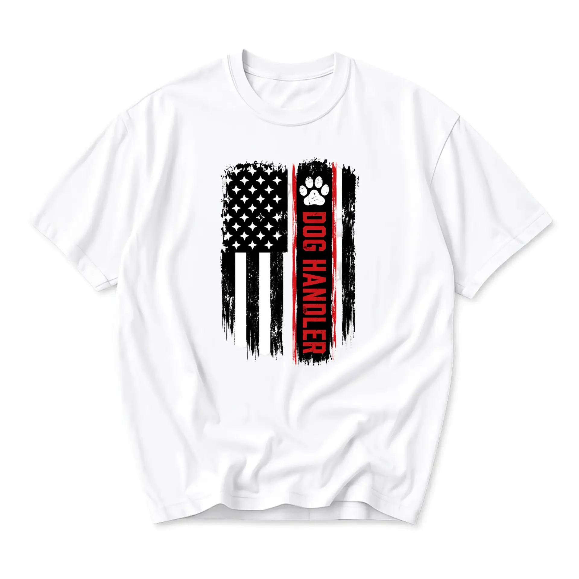 Graphic Tee Dog Handler Distressed Flag Paw Print Unisex Crew Neck Shirt