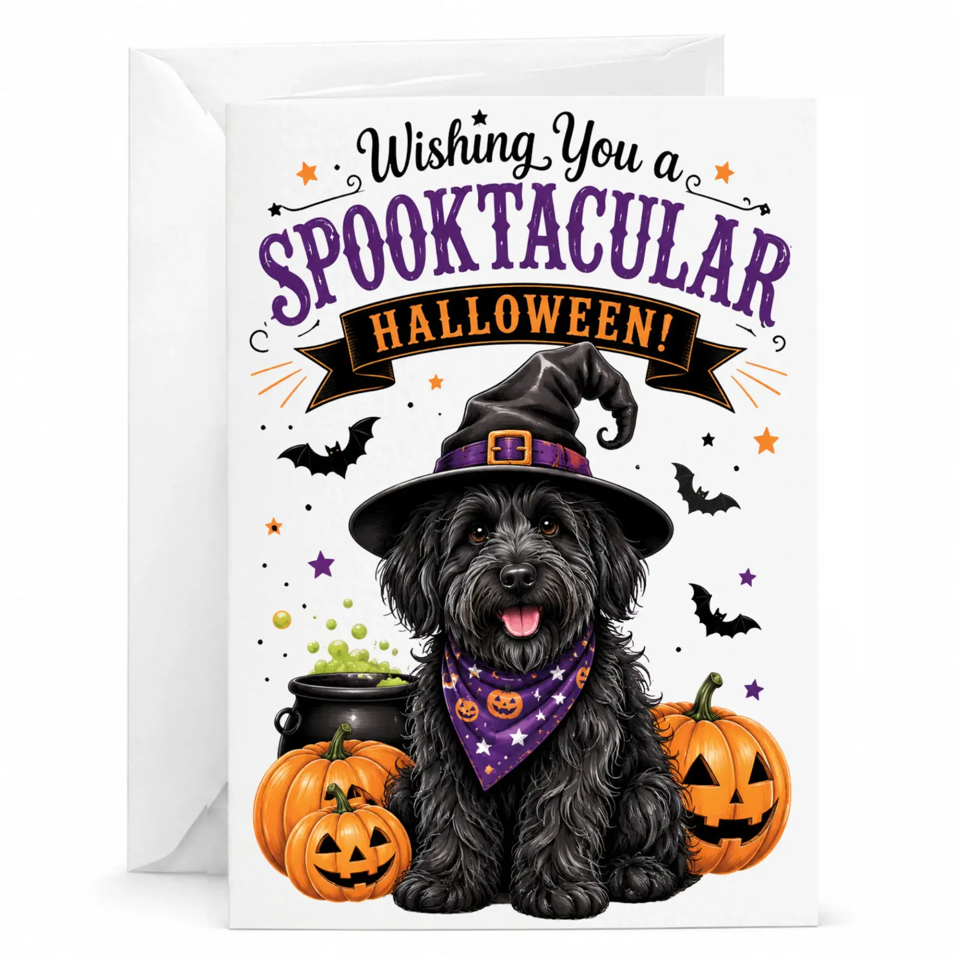 Greeting Card Spooktacular Halloween Dog Funny Holiday Note with Matching Envelope for Seasonal Well Wishes