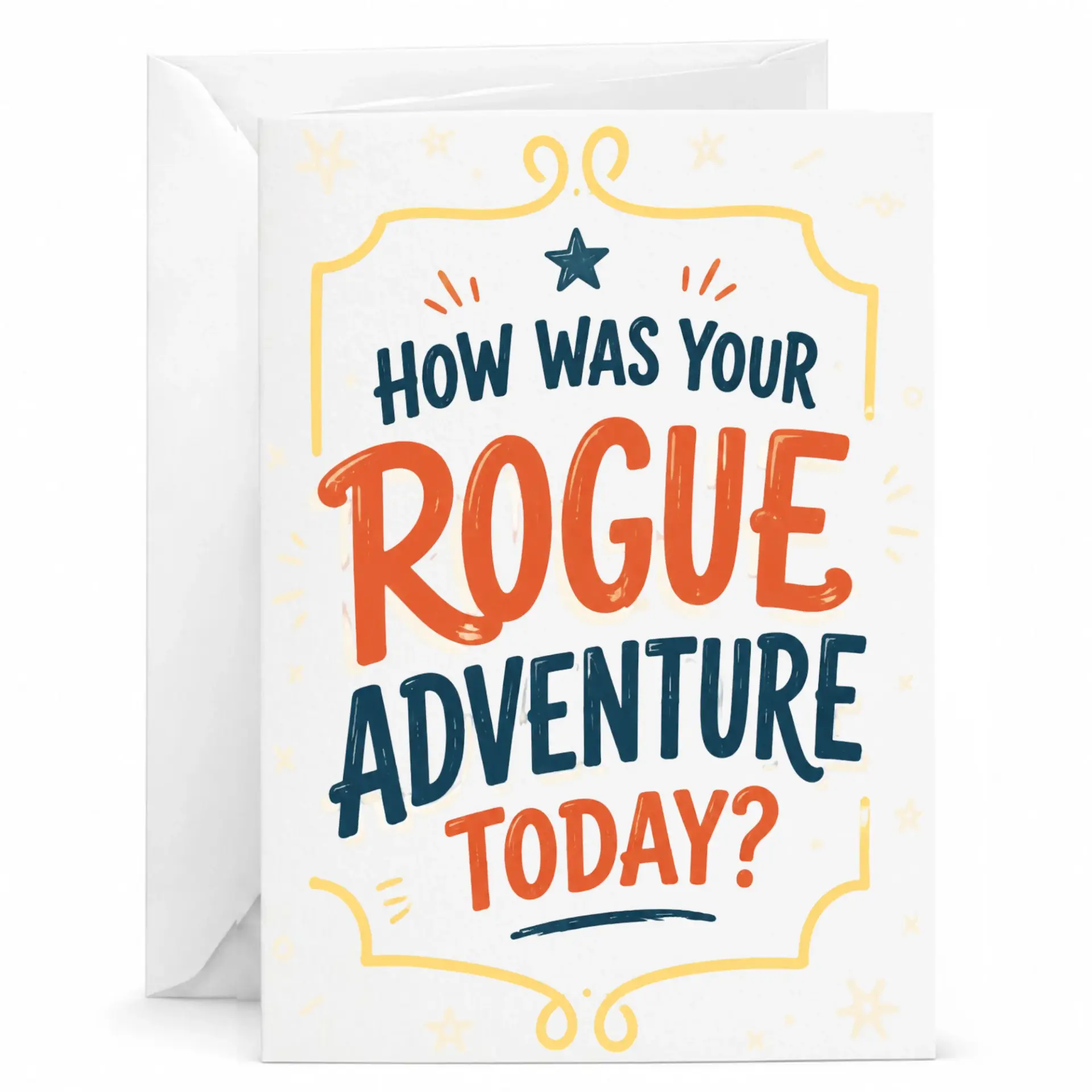 Funny Adventure Greeting Card Whimsical Hand Lettered Typography Note for and Explorers 5x7 Folded