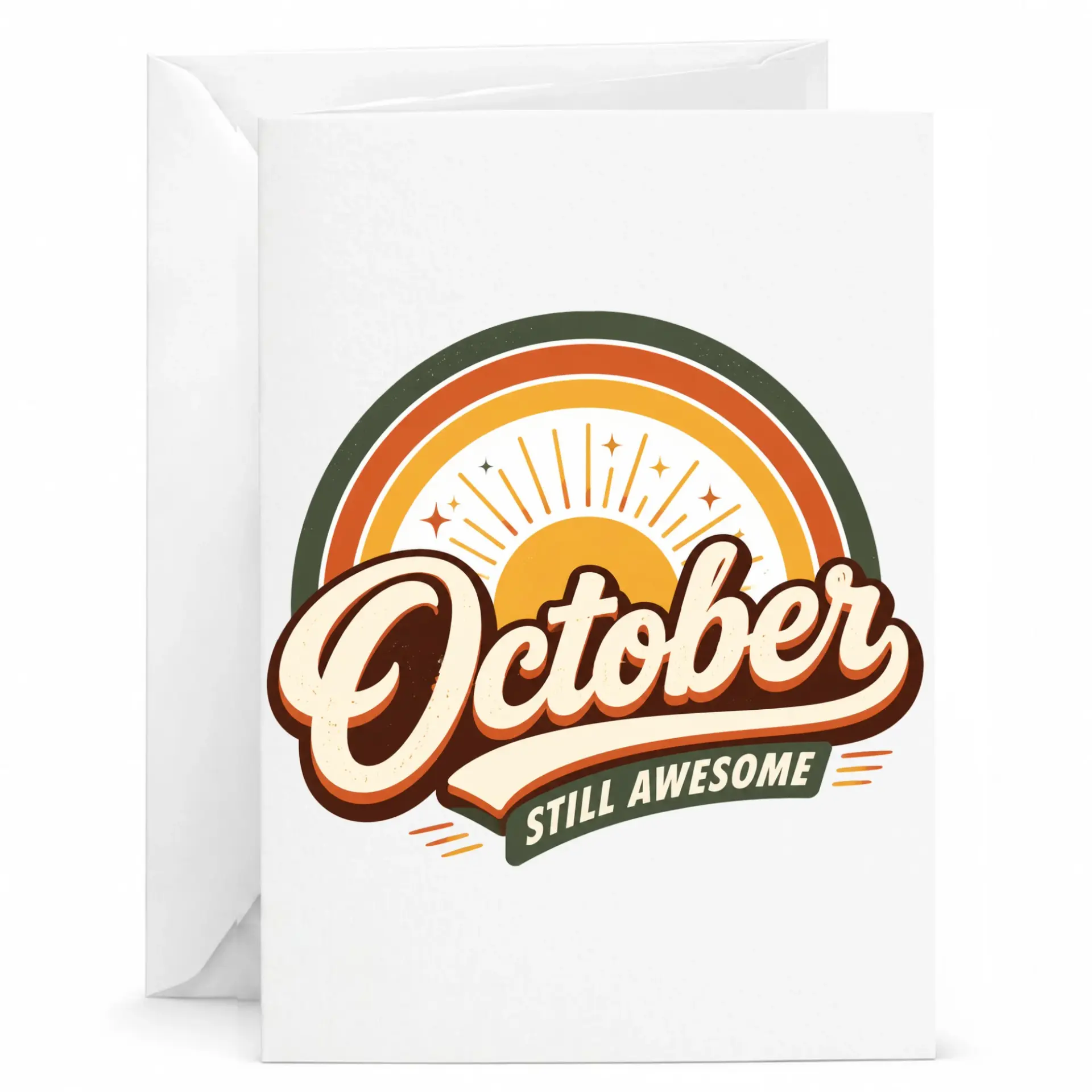 Greeting Card October Still Awesome Retro Sunset Design Birthday Milestone Celebration Anniversary Stationery