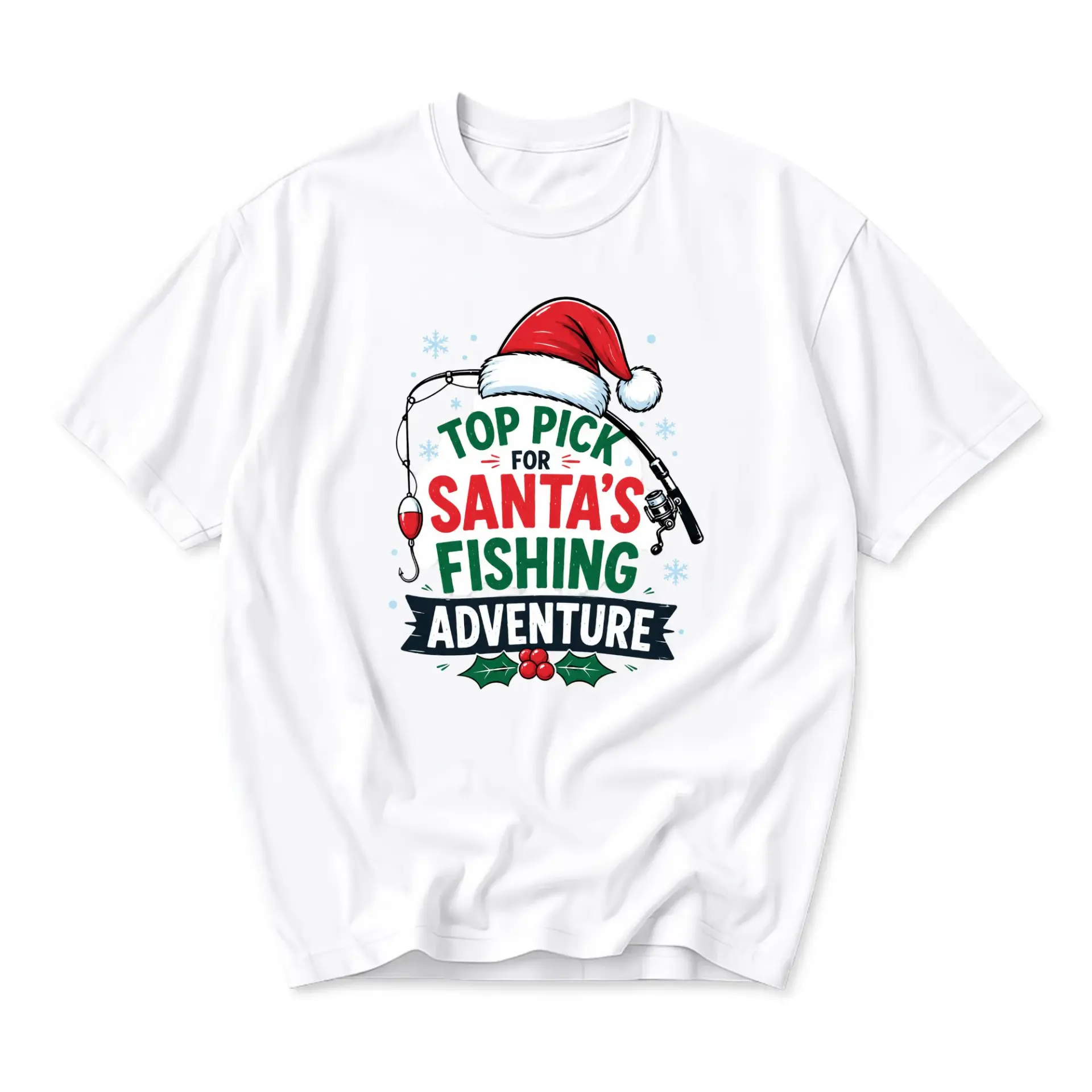 Funny Shirt Top Pick for Santa Fishing Adventure Graphic Tee Seasonal