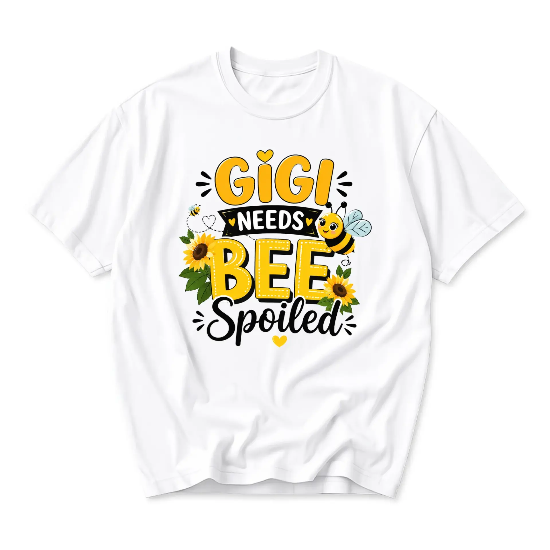 Graphic Tee Gigi Needs Bee Spoiled Funny Sunflower Shirt Casual Unisex Crew