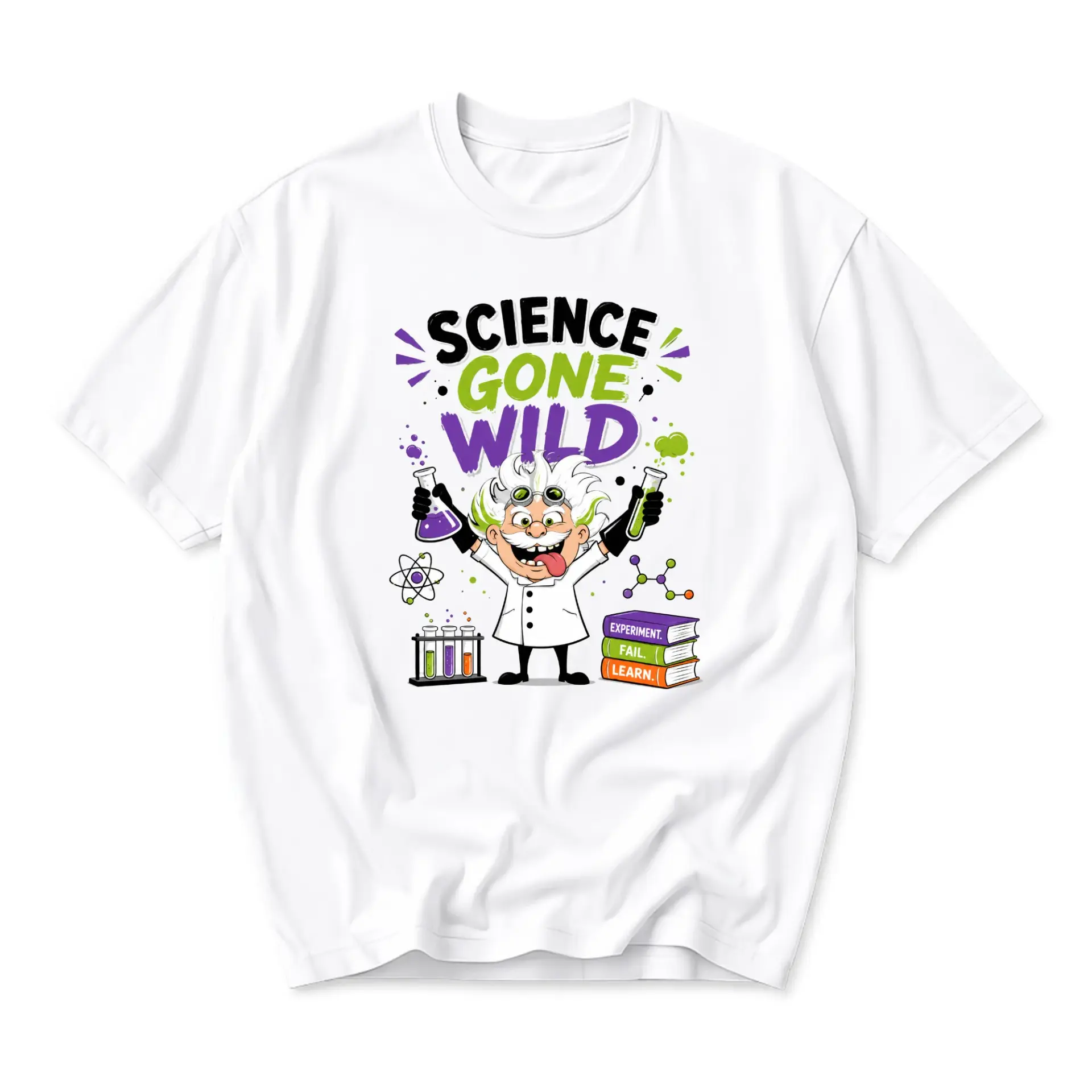 Funny Shirt Science Gone Wild Graphic Tee Retro Laboratory Experiment Design Unisex Crew Neck Casual Cotton Top