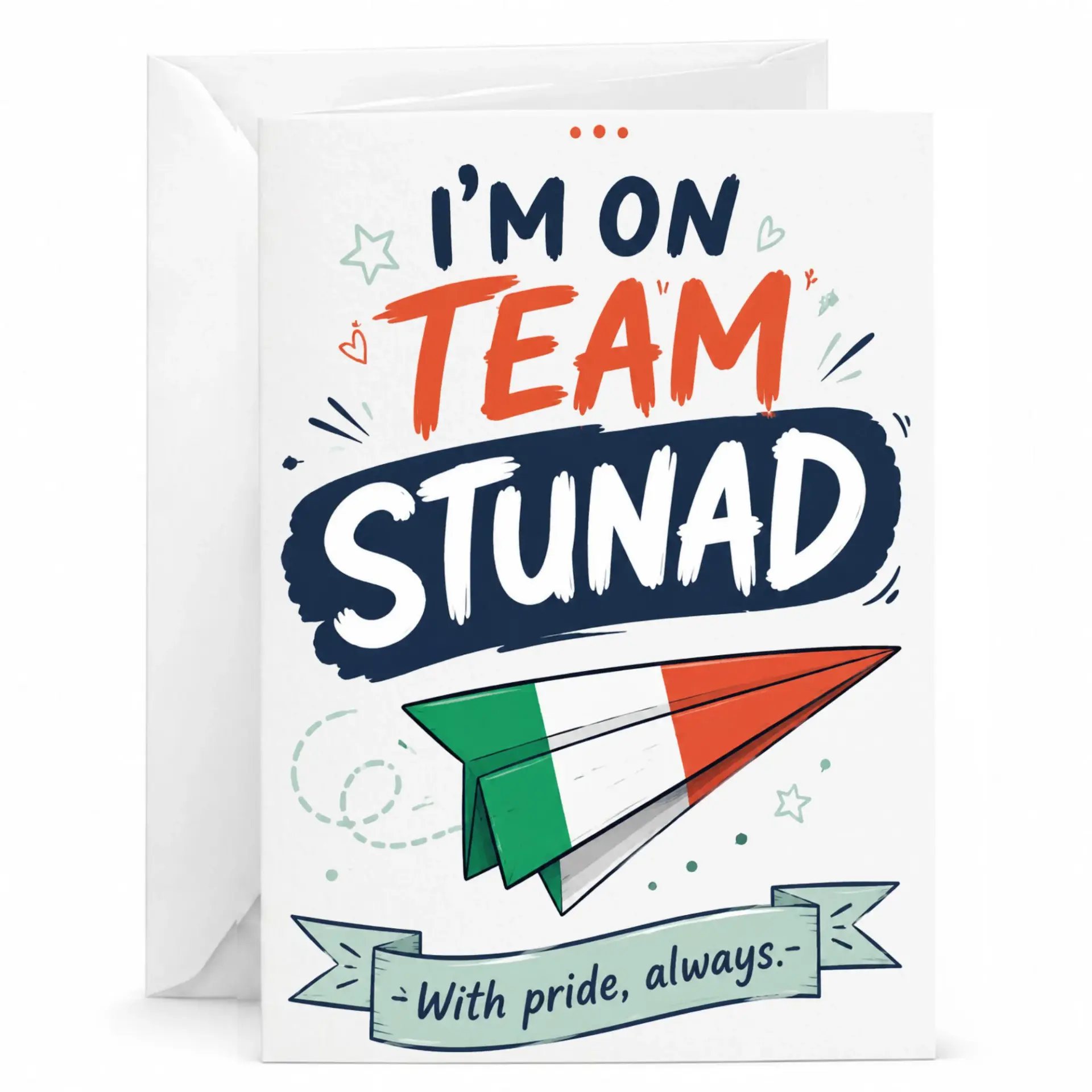 Funny Greeting Card Team Stunad Paper Plane Design Pride Note for Friends and Family Any Occasion