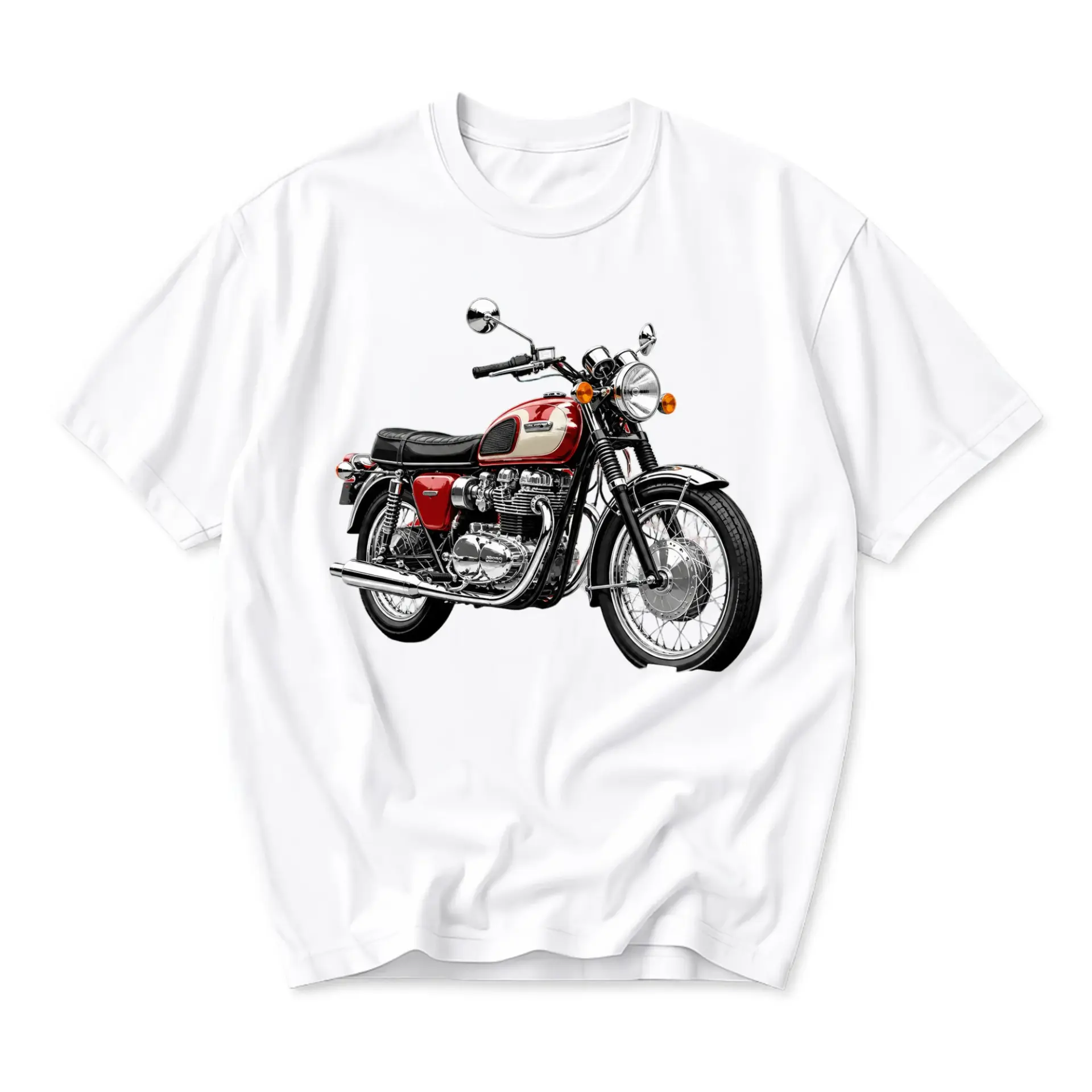 Graphic Tee Vintage Style Motorcycle Illustration Printed Casual Cotton Crew Neck Unisex Short Sleeve Shirt