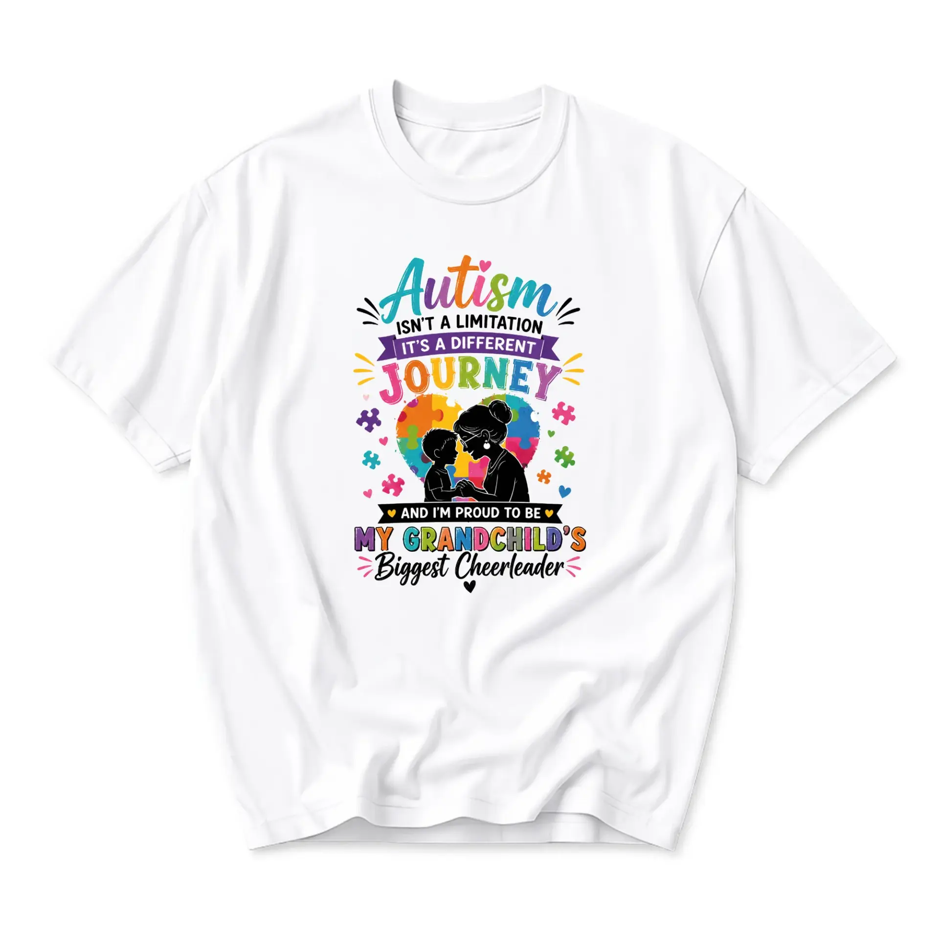 Graphic Tee Autism Awareness Grandparent T-Shirt Unisex Crew Neck Shirt for