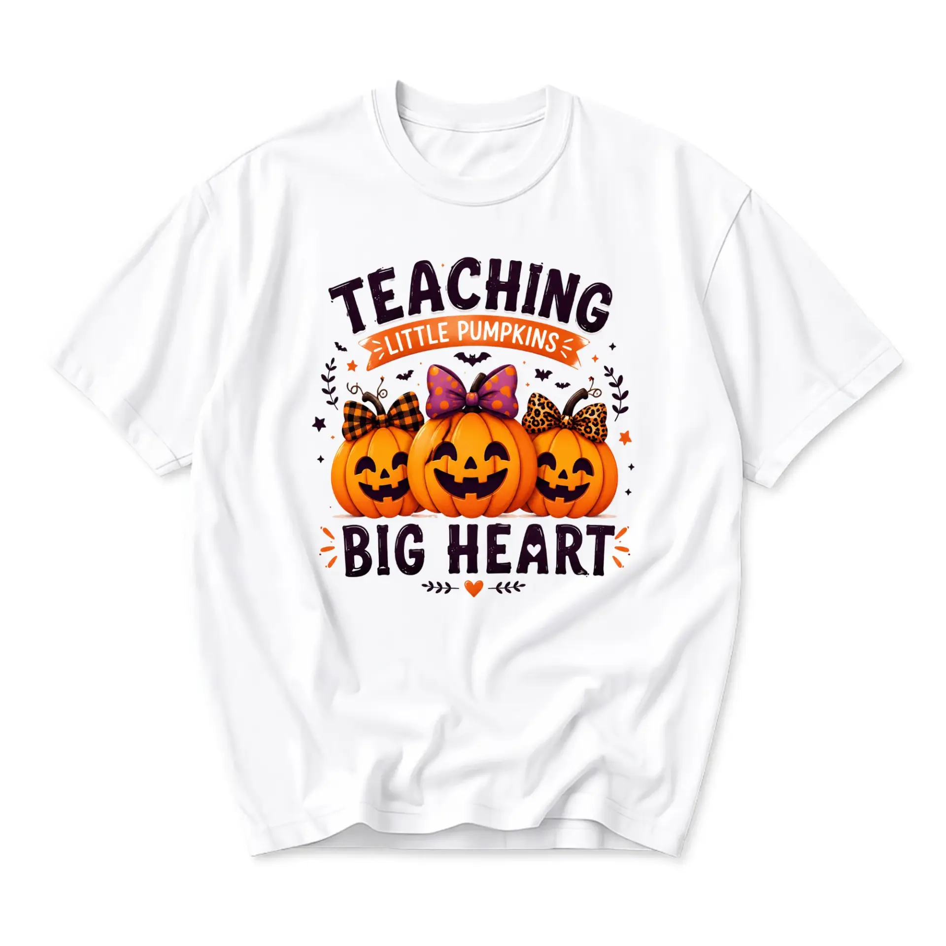 Funny Shirt Teaching Little Pumpkins with a Big Heart Graphic Tee Cute Autumn Seasonal Fall Aesthetic Unisex Top