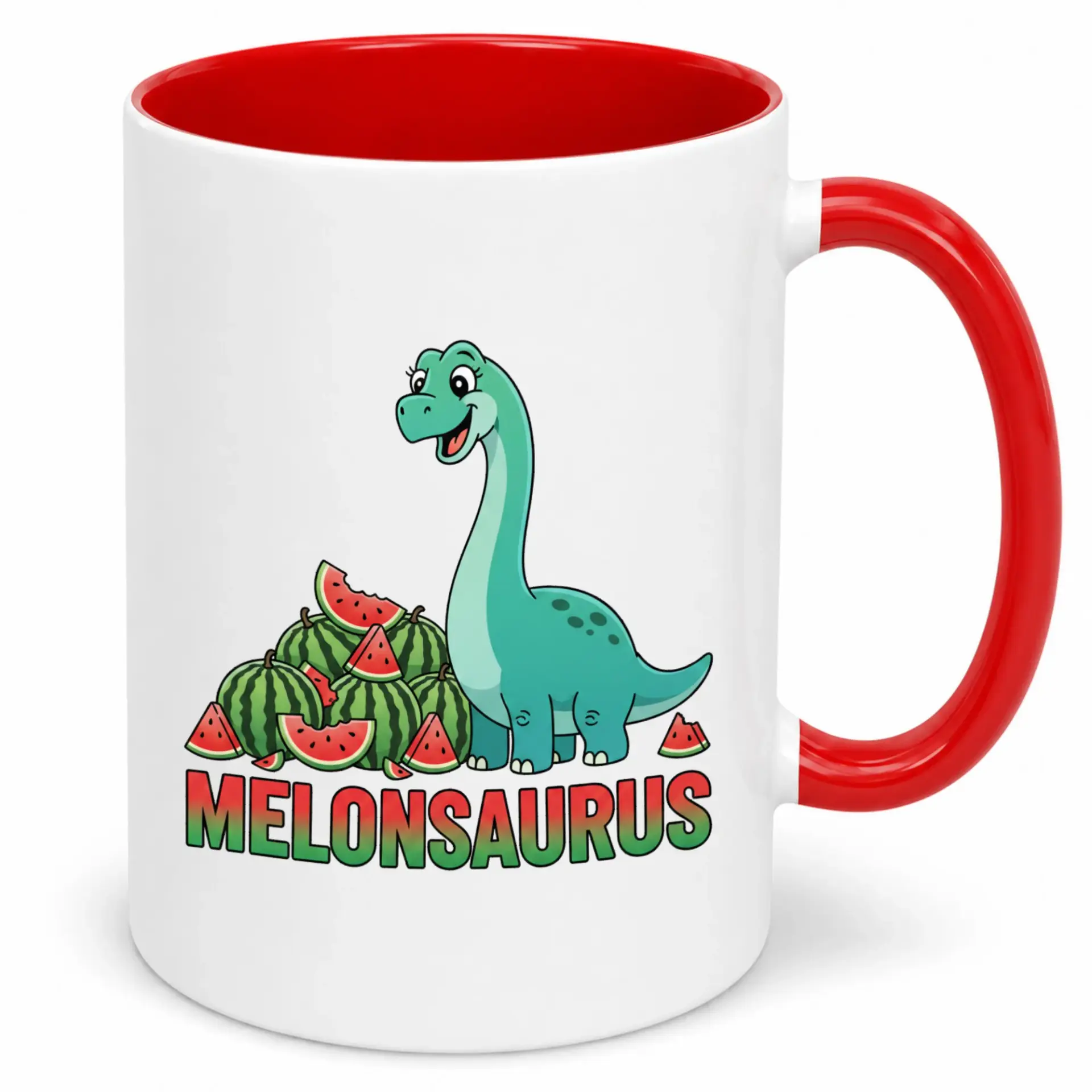 Funny Dinosaur Coffee Mug Melonsaurus Cartoon Watermelon Design Ceramic Cup for Morning Beverages, Office, and Home Kitchen Decor