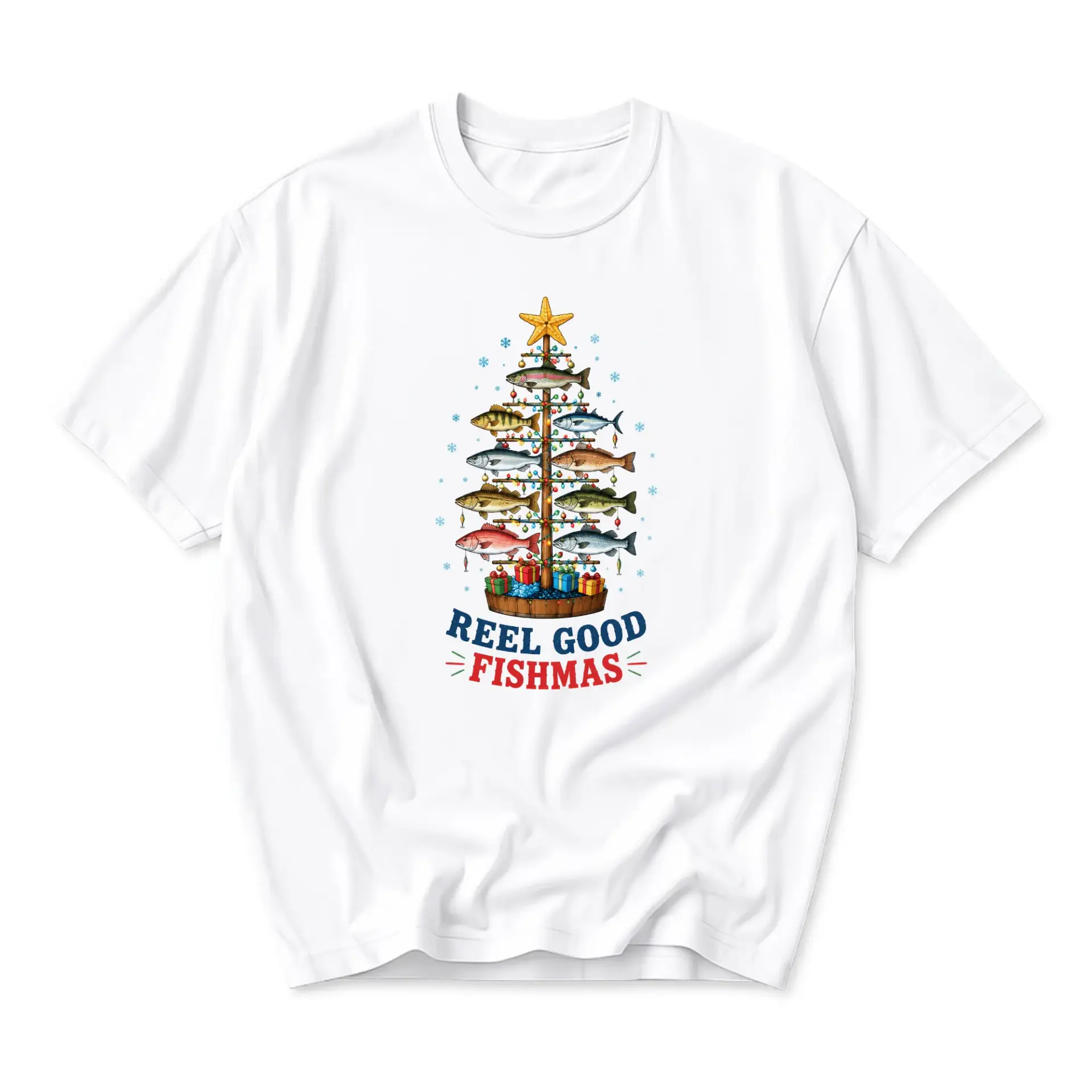 Funny Shirt Reel Good Fishmas Holiday Graphic Tee Unisex Casual Apparel for
