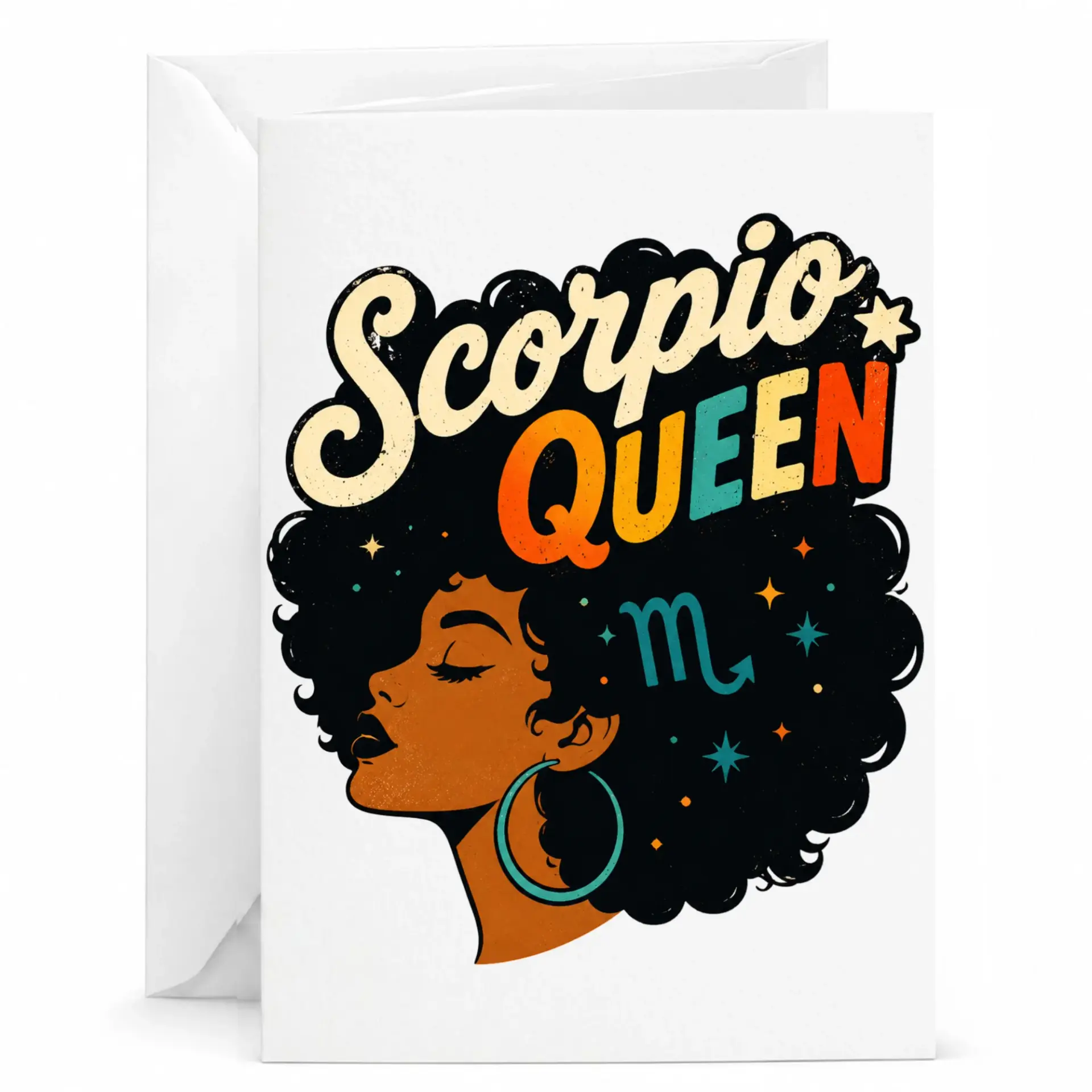 Birthday Card for Her Scorpio Queen Retro Astrology Horoscope Zodiac Sign Themed Greeting Card with Envelope