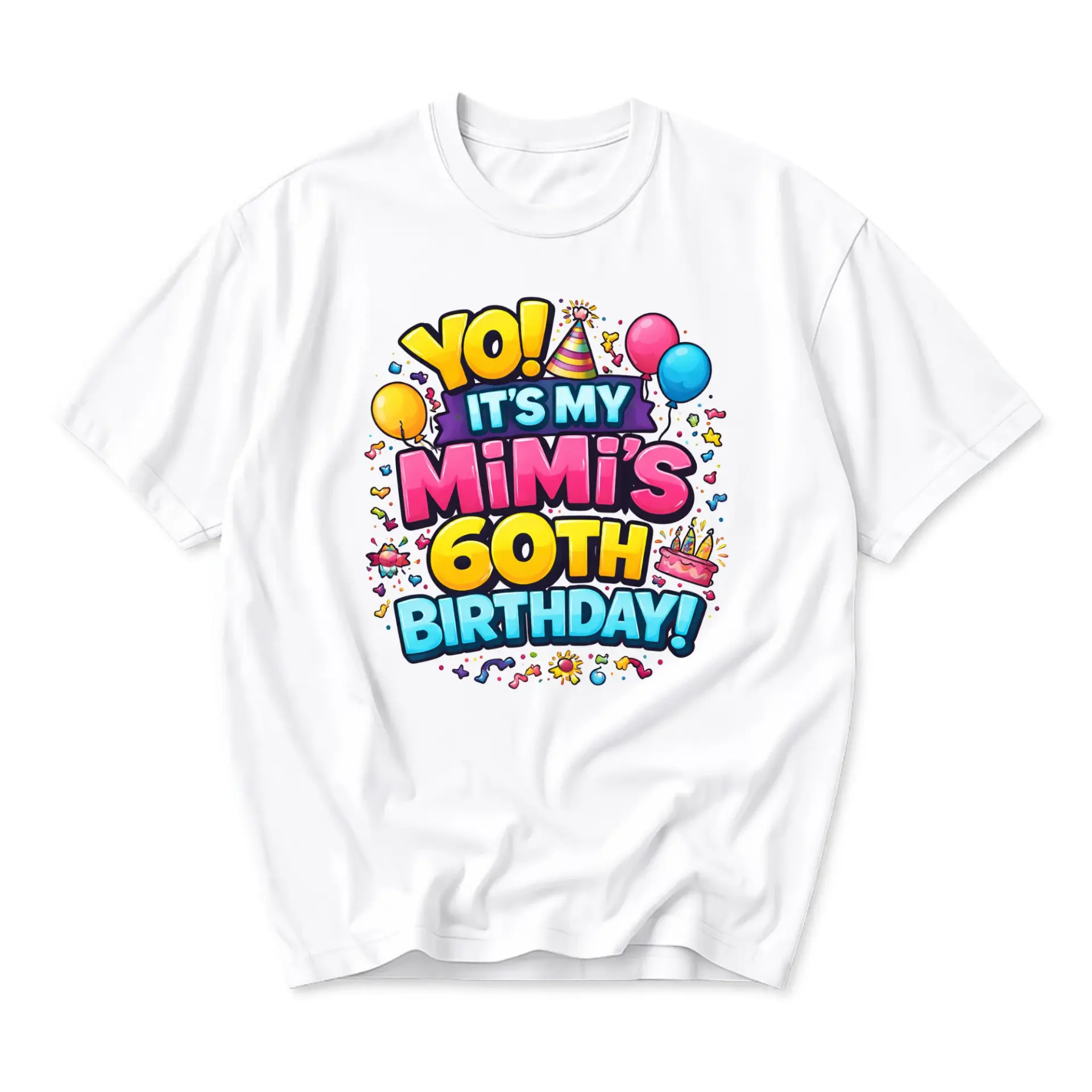 Funny Shirt Yo Its My Mimis 60th Birthday Graphic Tee Unisex Casual Crew Neck Comfortable Cotton Blend Celebration Top