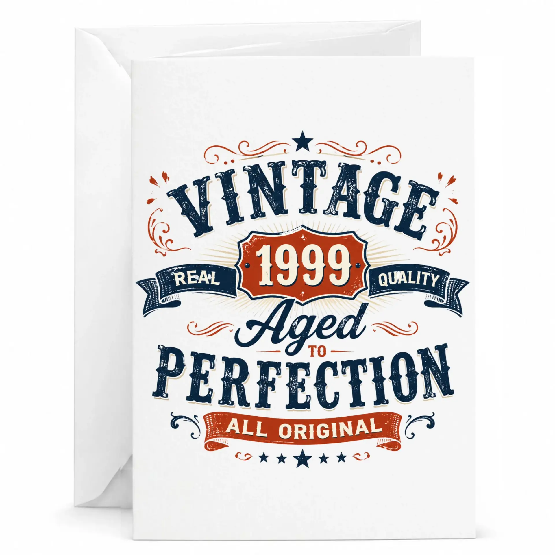 Birthday Card Vintage 1999 Aged to Perfection Greeting Card for Milestone Celebration Anniversary Gift 5x7 Inch Folded