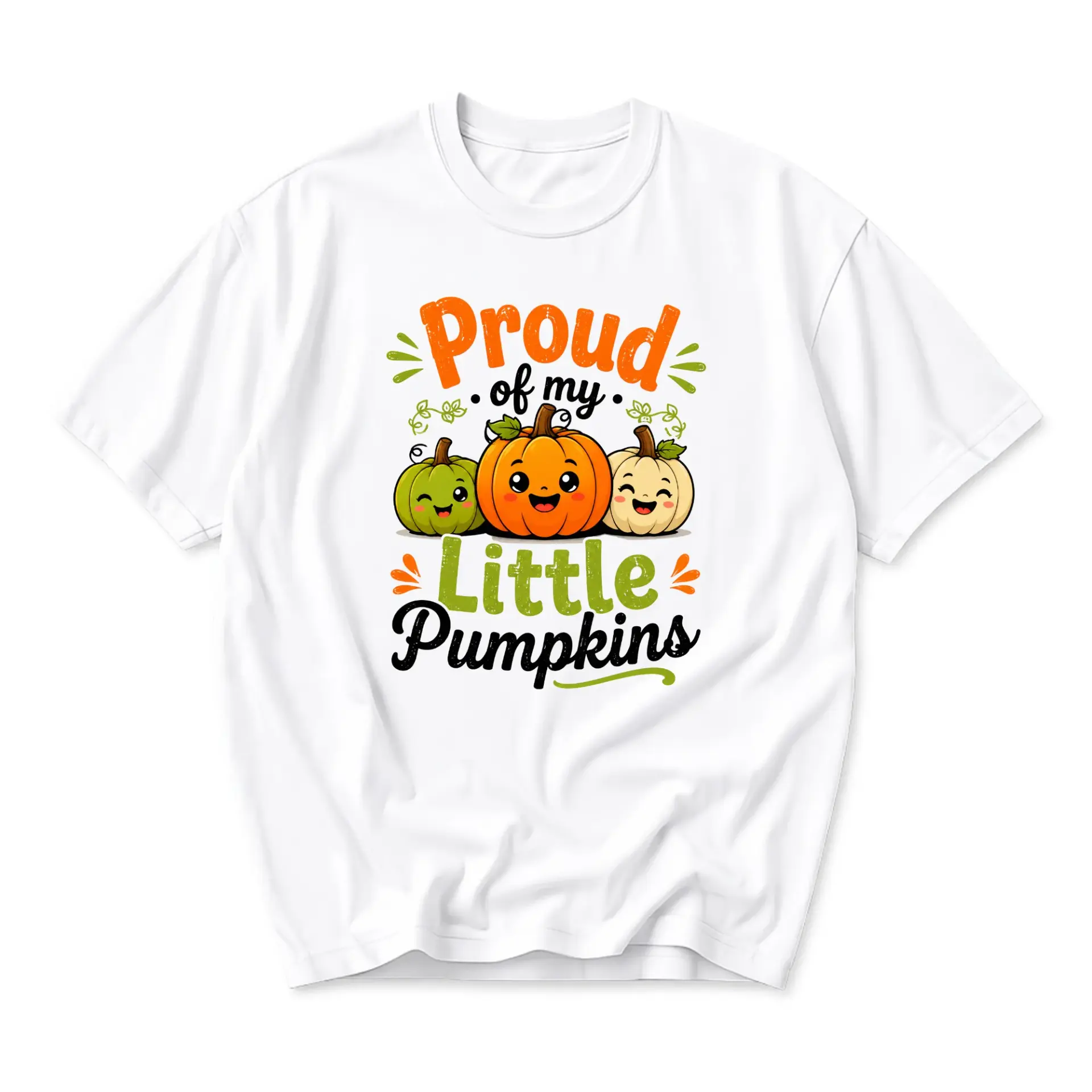Graphic Tee Proud of My Little Pumpkins Shirt Cute Autumn Fall Seasonal Apparel Unisex Casual Crew Neck Top