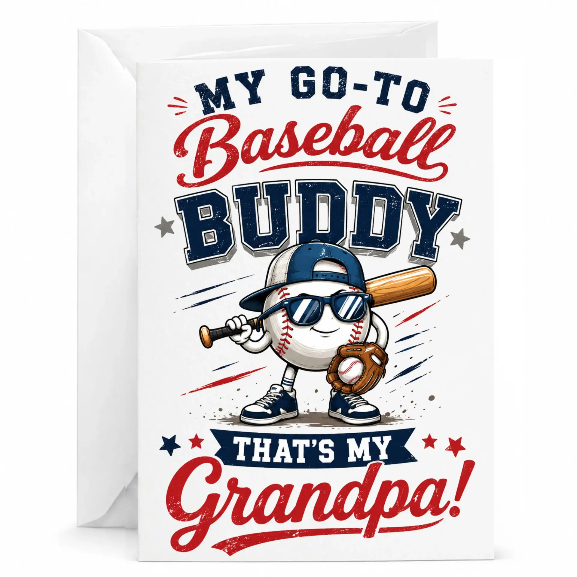 Funny Baseball Greeting Card for Grandpa Sports Themed Appreciation Note with Envelope Birthday or Holidays
