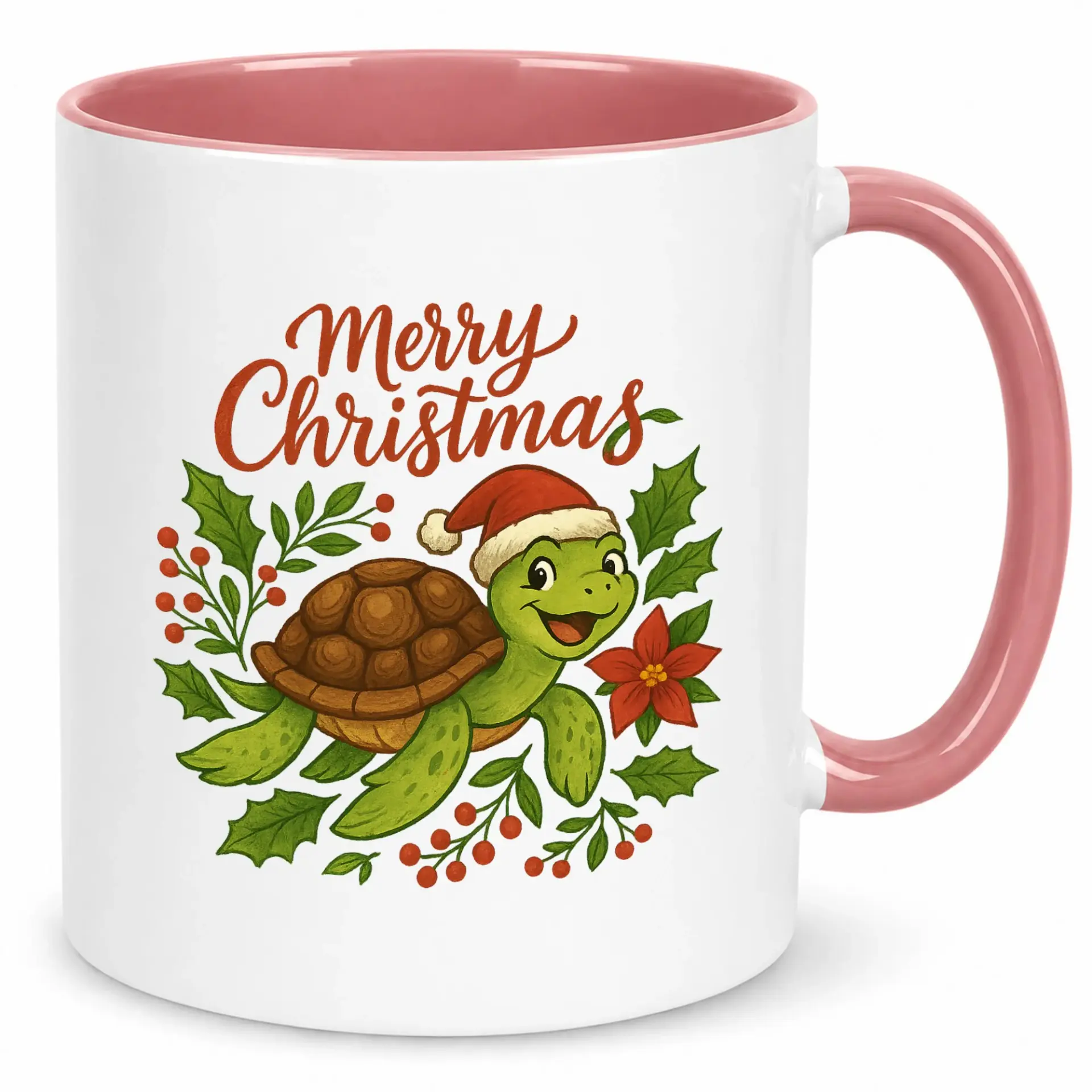 Christmas Turtle Coffee Mug, Festive Holiday Ceramic Cup with Merry Christmas Design, Unique Gift for Winter Season Home Office Decor