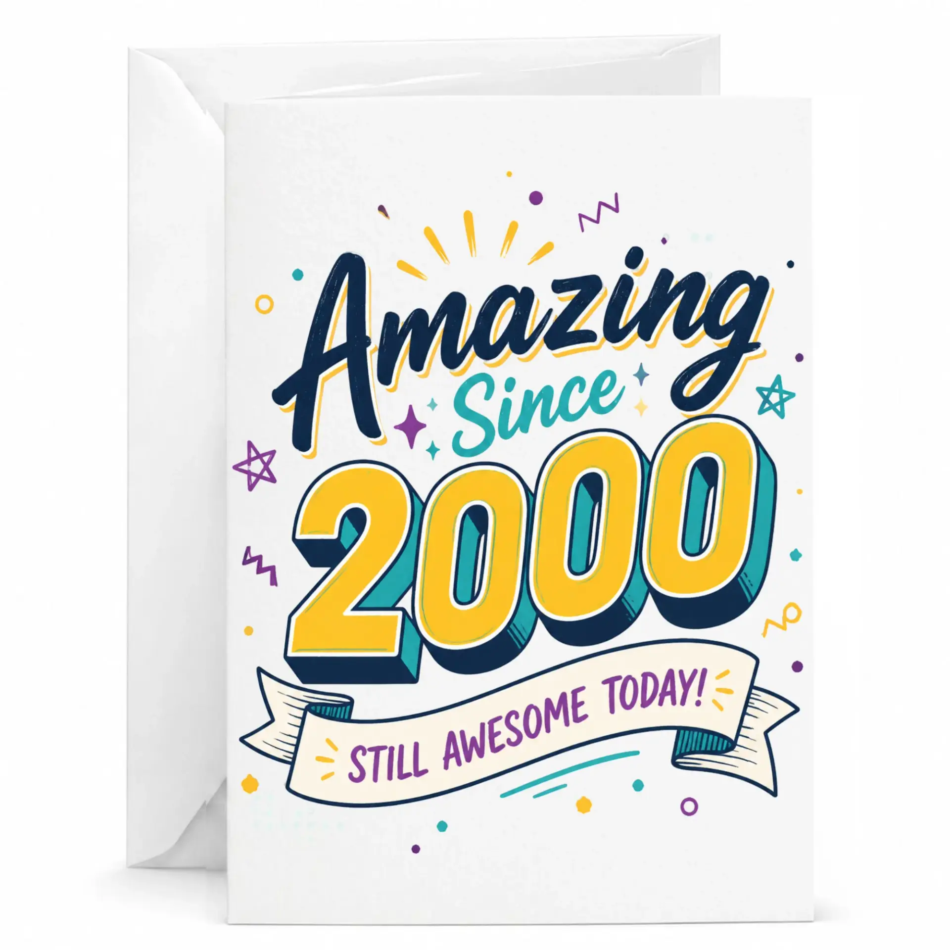 Funny Birthday Card Amazing Since 2000 Still Awesome Today Celebration Greeting Card for Milestone Year Anniversary
