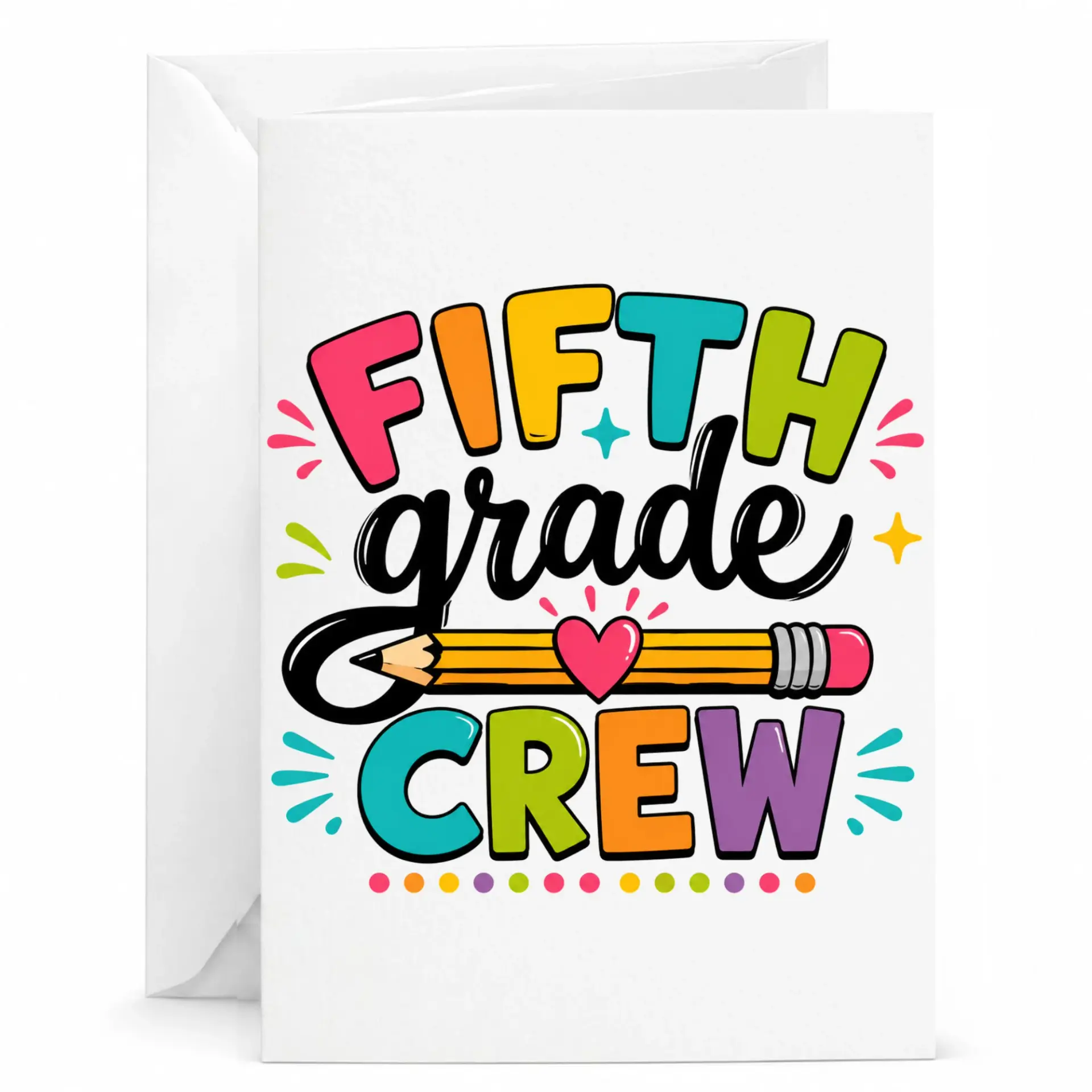 Greeting Card Fifth Crew Colorful Typography Design for and Appreciation Stationery