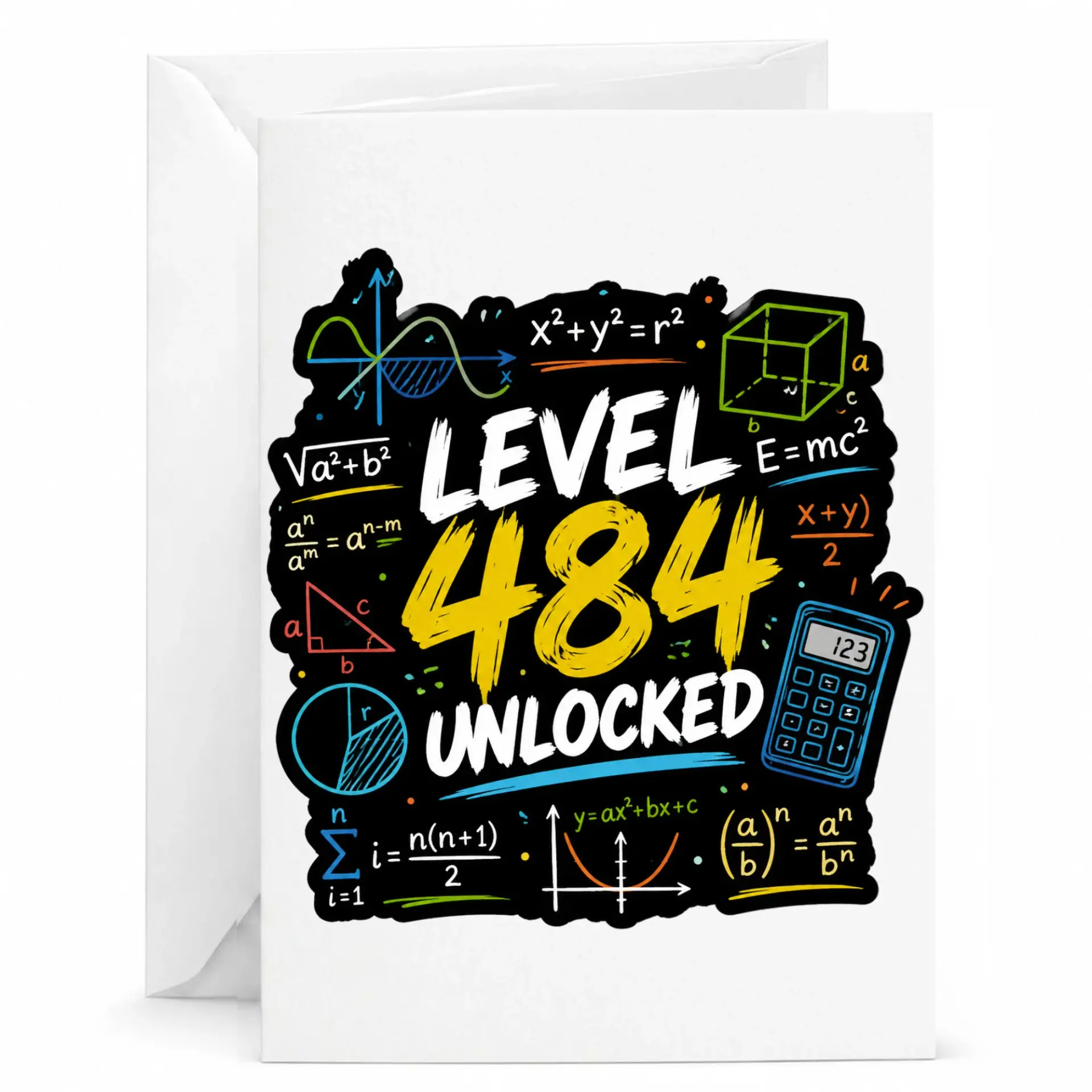 Funny Birthday Card Level 484 Unlocked Mathematics Theme Greeting Card for Math Lovers and Science Enthusiasts