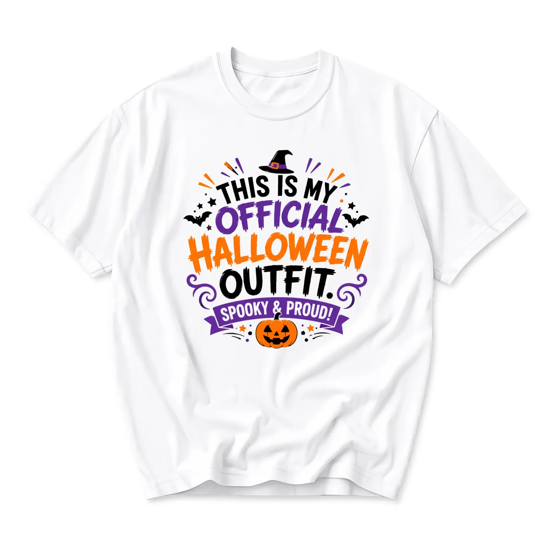 Funny Shirt This Is My Official Halloween Outfit Spooky and Proud Unisex Graphic Printed Crew Neck Holiday Tee