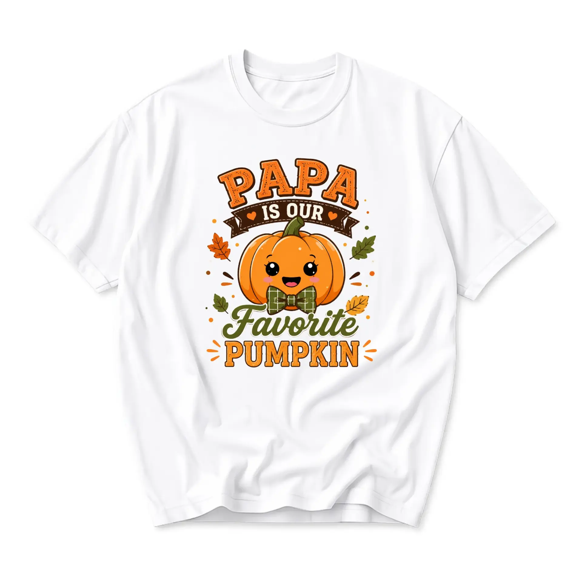 Funny Shirt Papa Is Our Favorite Pumpkin Graphic Tee Unisex Casual Crew Neck Autumn Fall Season Short Sleeve Cotton Top