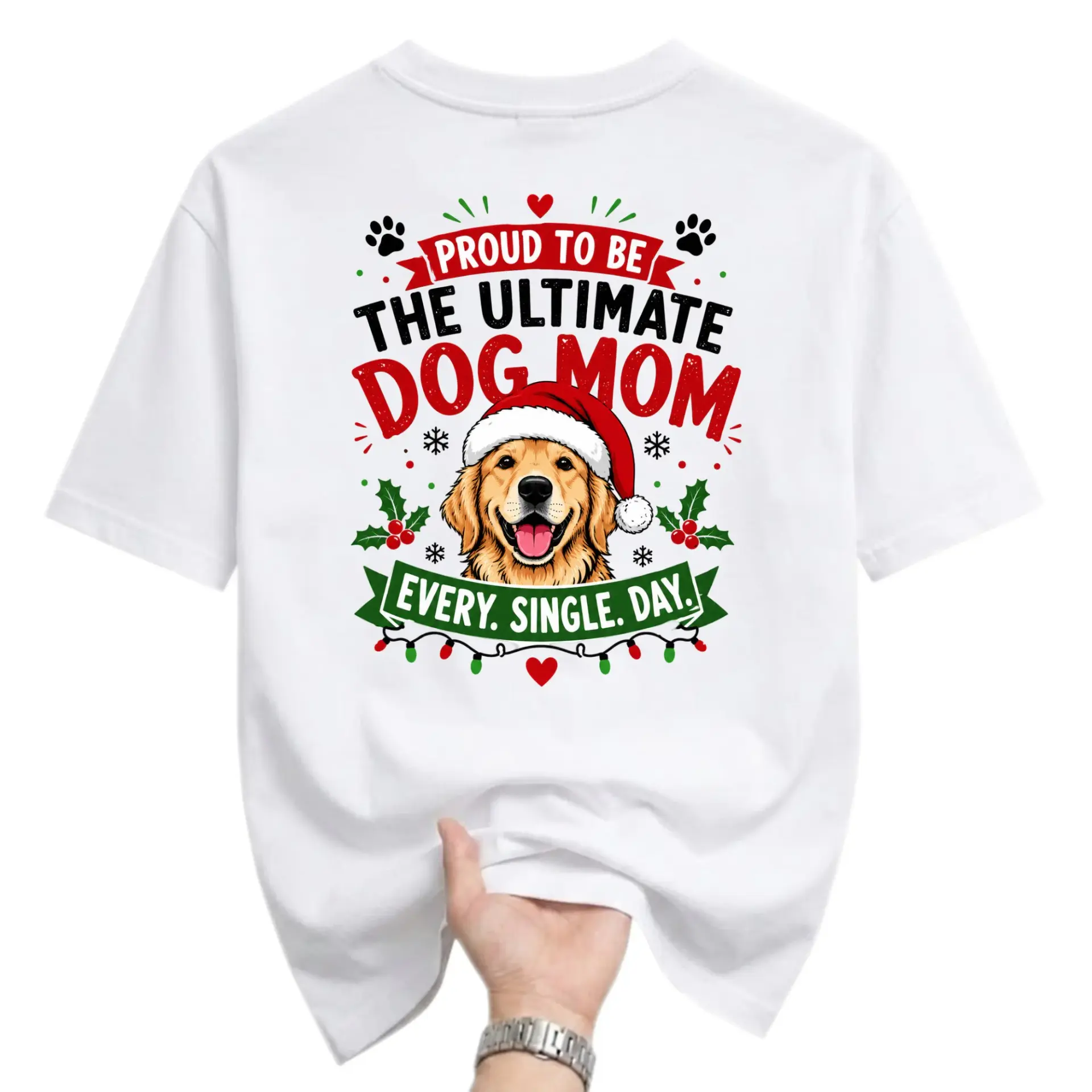 Funny Shirt Proud to Be the Ultimate Dog Mom Holiday Graphic Tee Unisex Crew Neck Casual Everyday Wear Soft Cotton