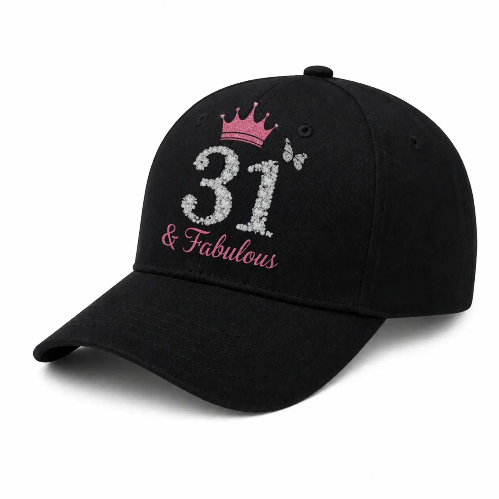 Baseball Cap Fabulous 31st Birthday Graphic Print Glitter Crown Hat