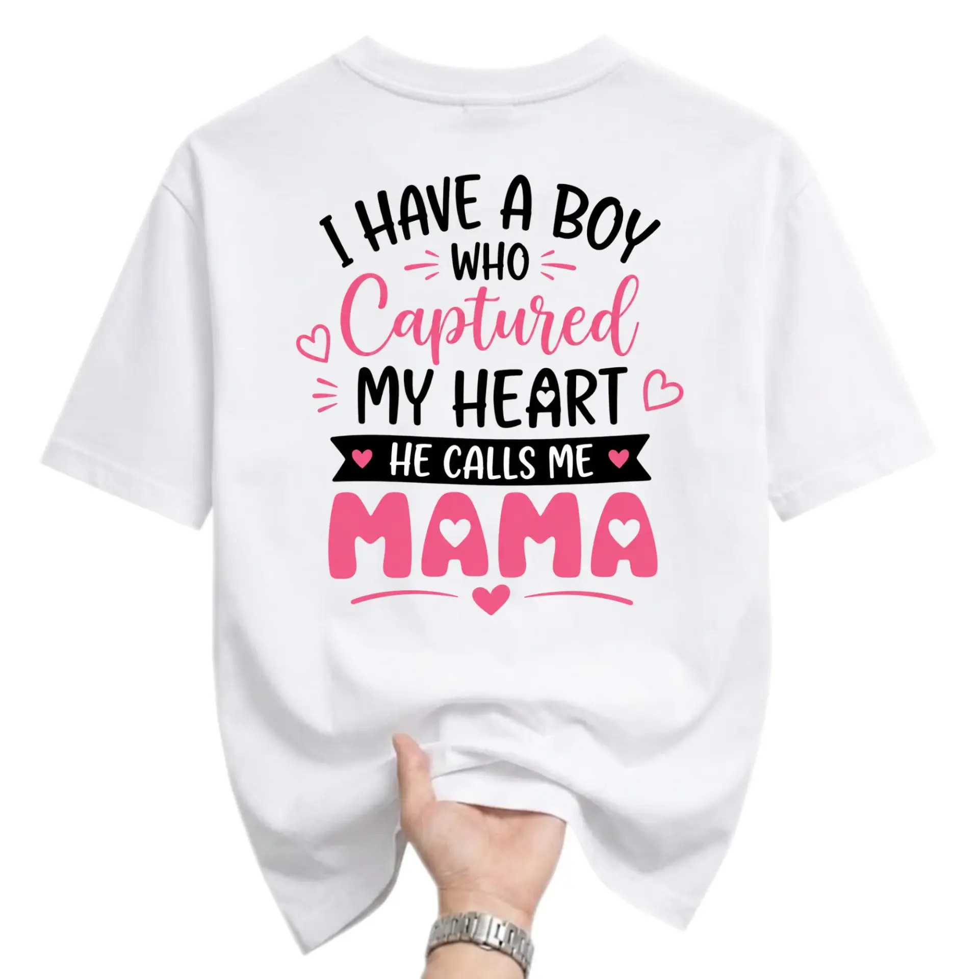 Funny Shirt I Have a Boy Who Captured My Heart He Calls Me Mama Unisex Graphic Printed Casual Everyday Apparel