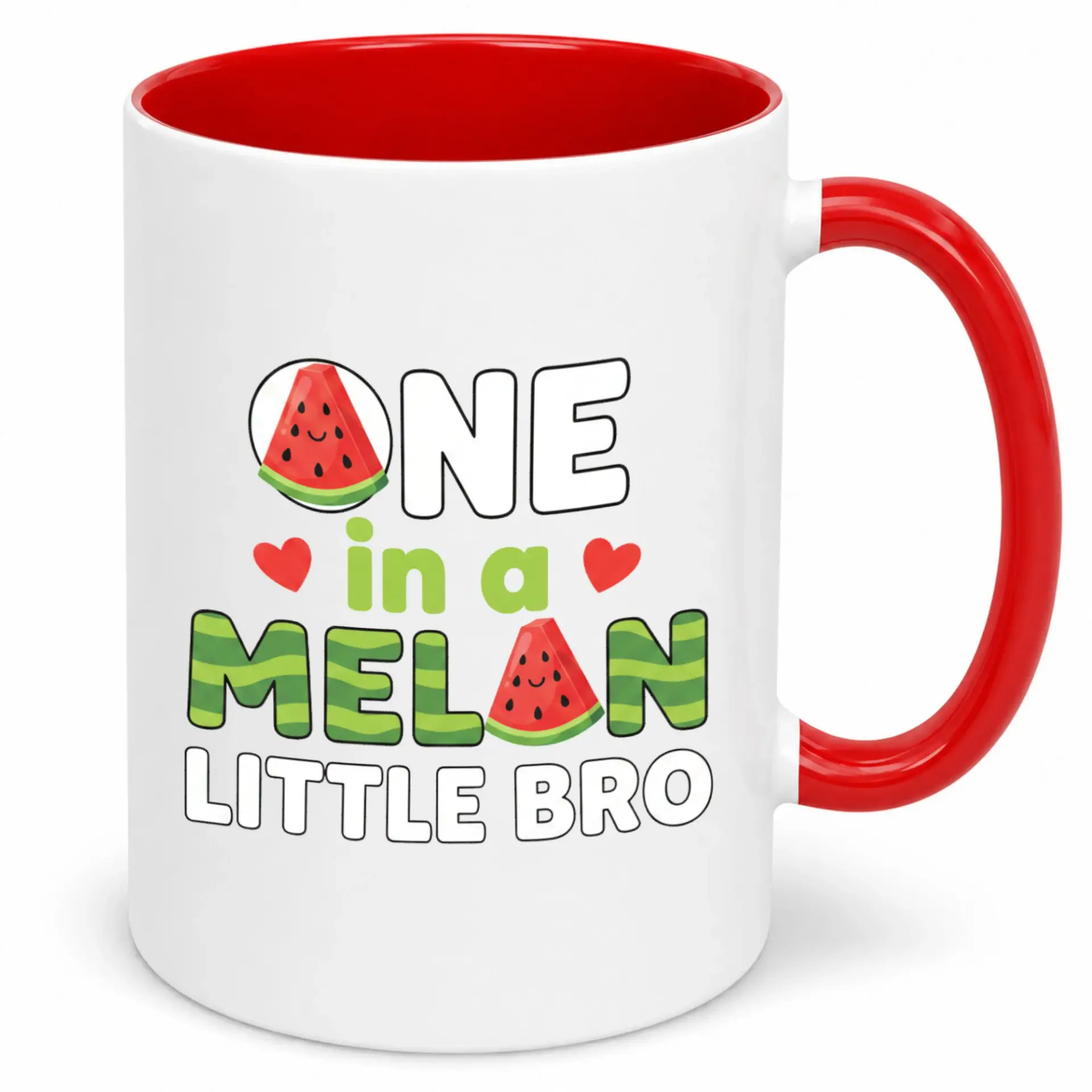 Funny Watermelon Little Bro Ceramic Coffee Mug - Unique Brother Gift Idea - 11oz or 15oz Beverage Cup for Home Office