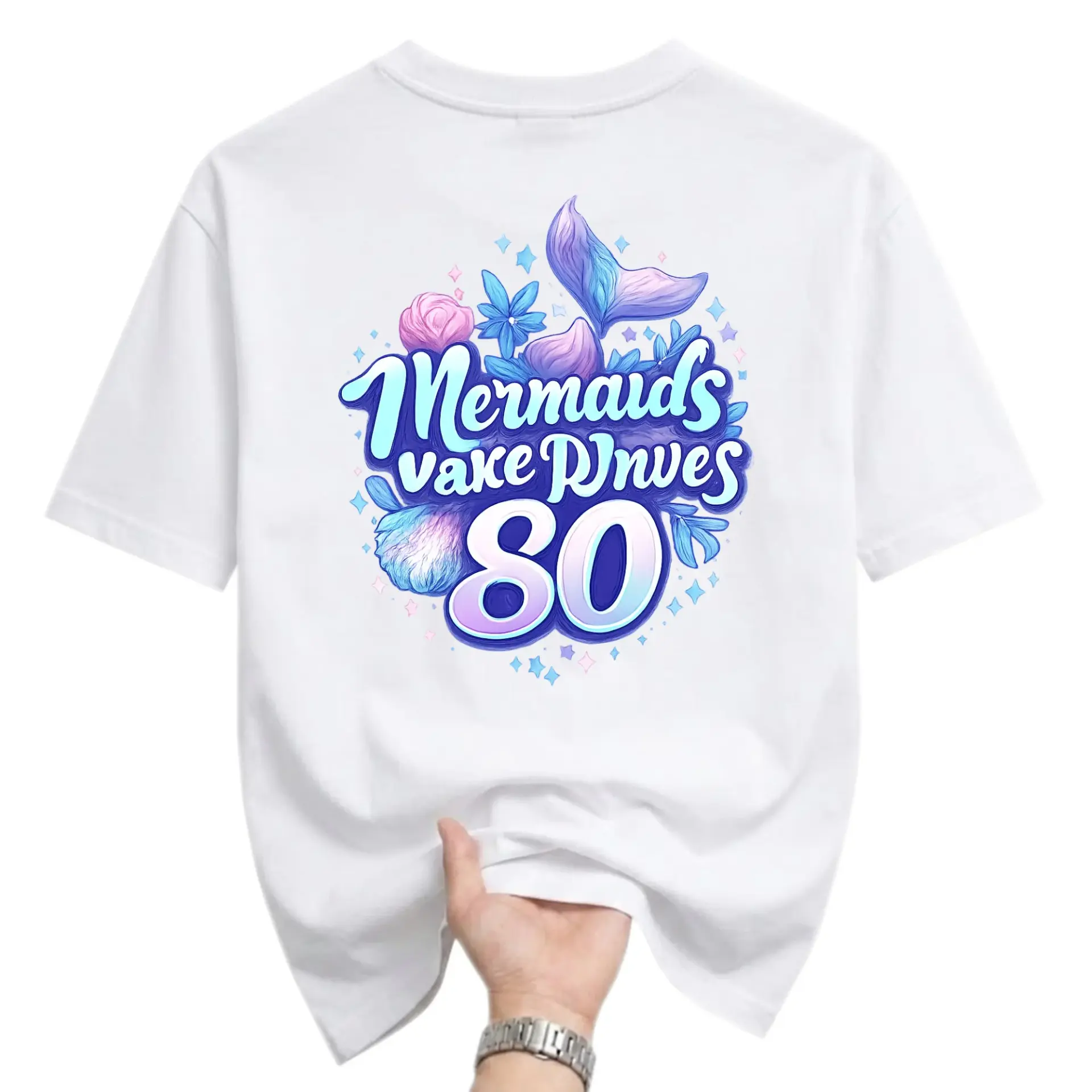 Graphic Tee Mermaid Themed Birthday Apparel Unisex Crew Neck Short Sleeve Shirt for Casual Everyday Fashion Wear