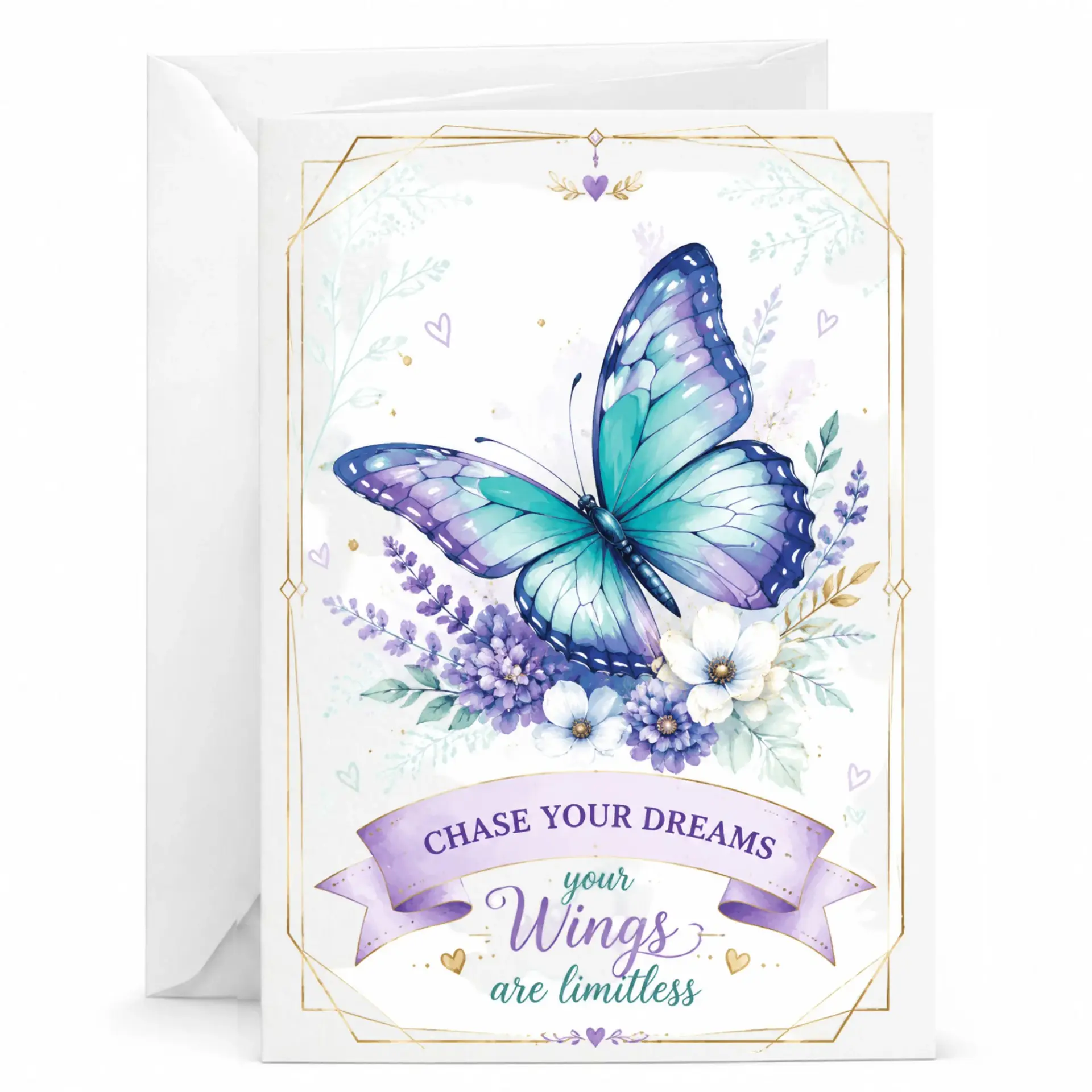 Greeting Card with Butterfly Illustration and Inspirational Quote for Encouragement and Special Occasions