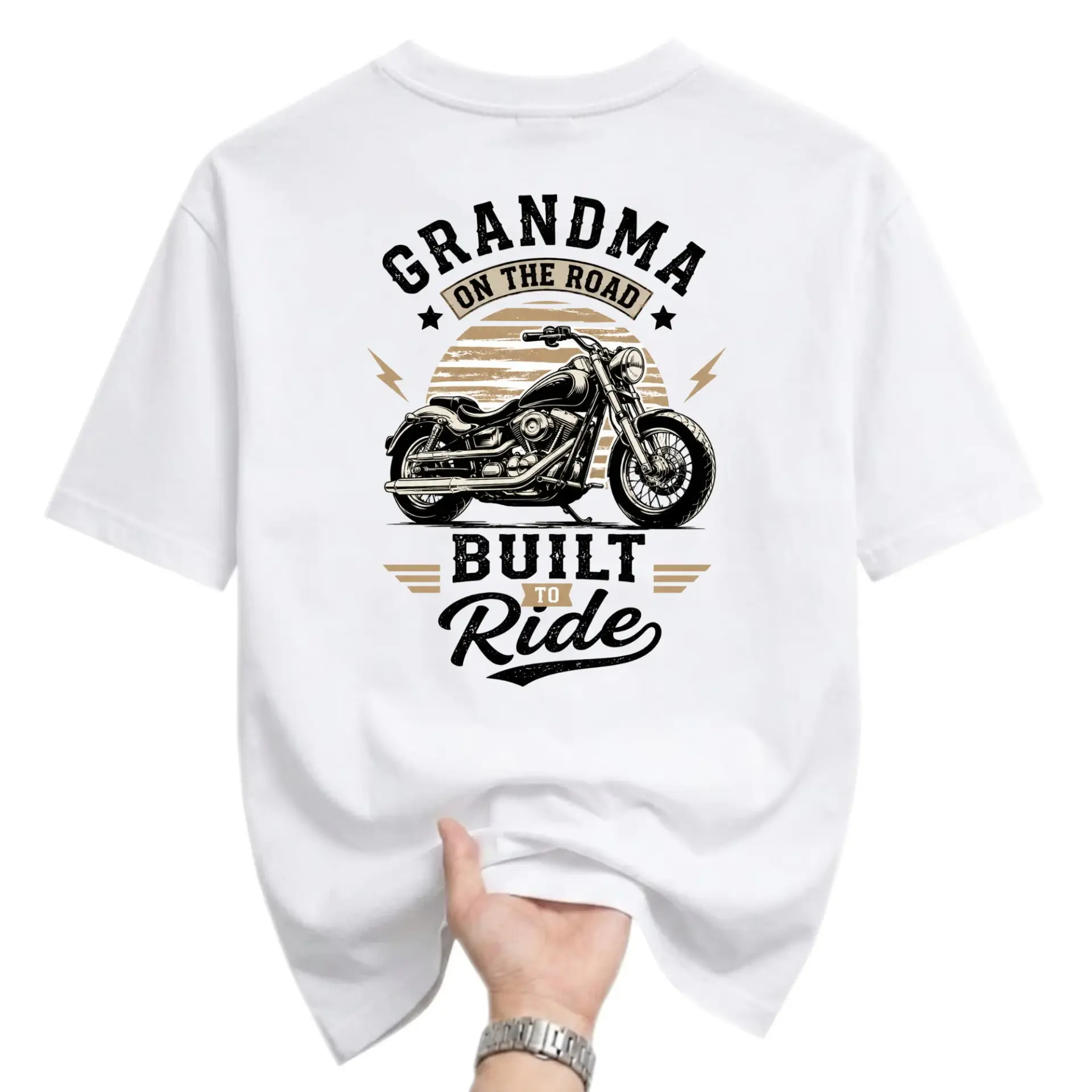 Funny Shirt Grandma on the Road Built to Ride Motorcycle Graphic Printed