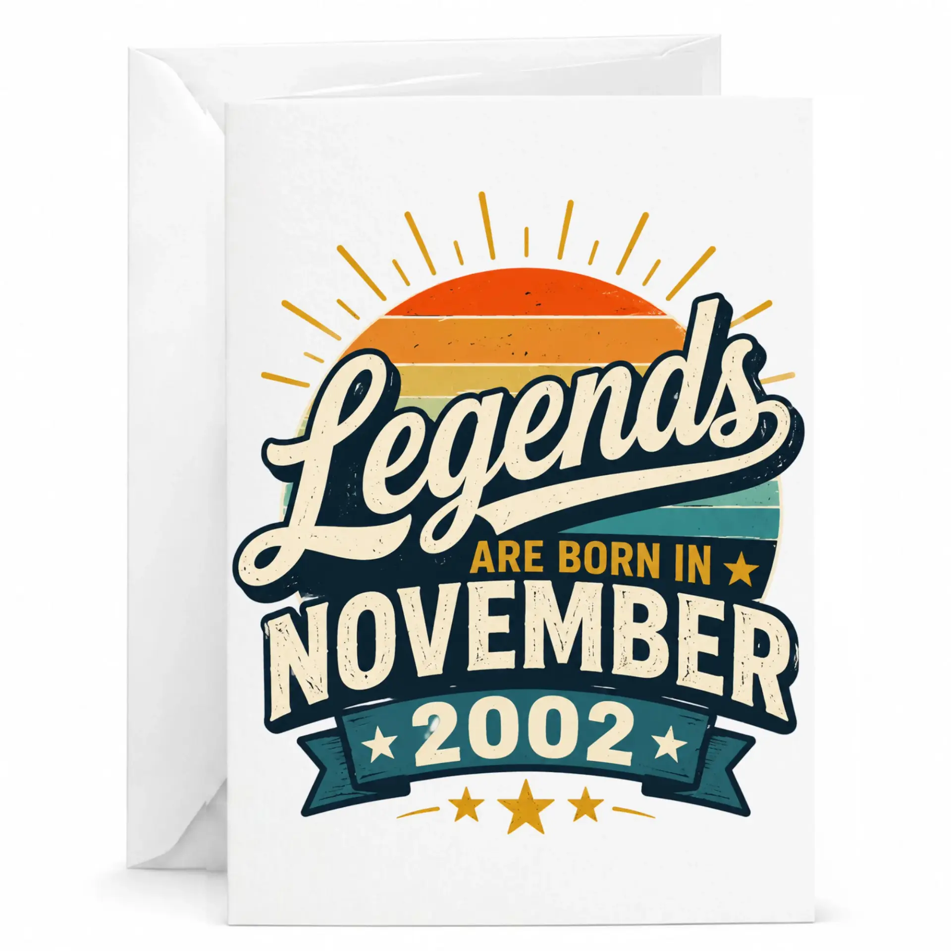 Birthday Card Legends Are Born in November 2002 Retro Vintage Style Greeting Card for Milestone Celebration Birthday Party