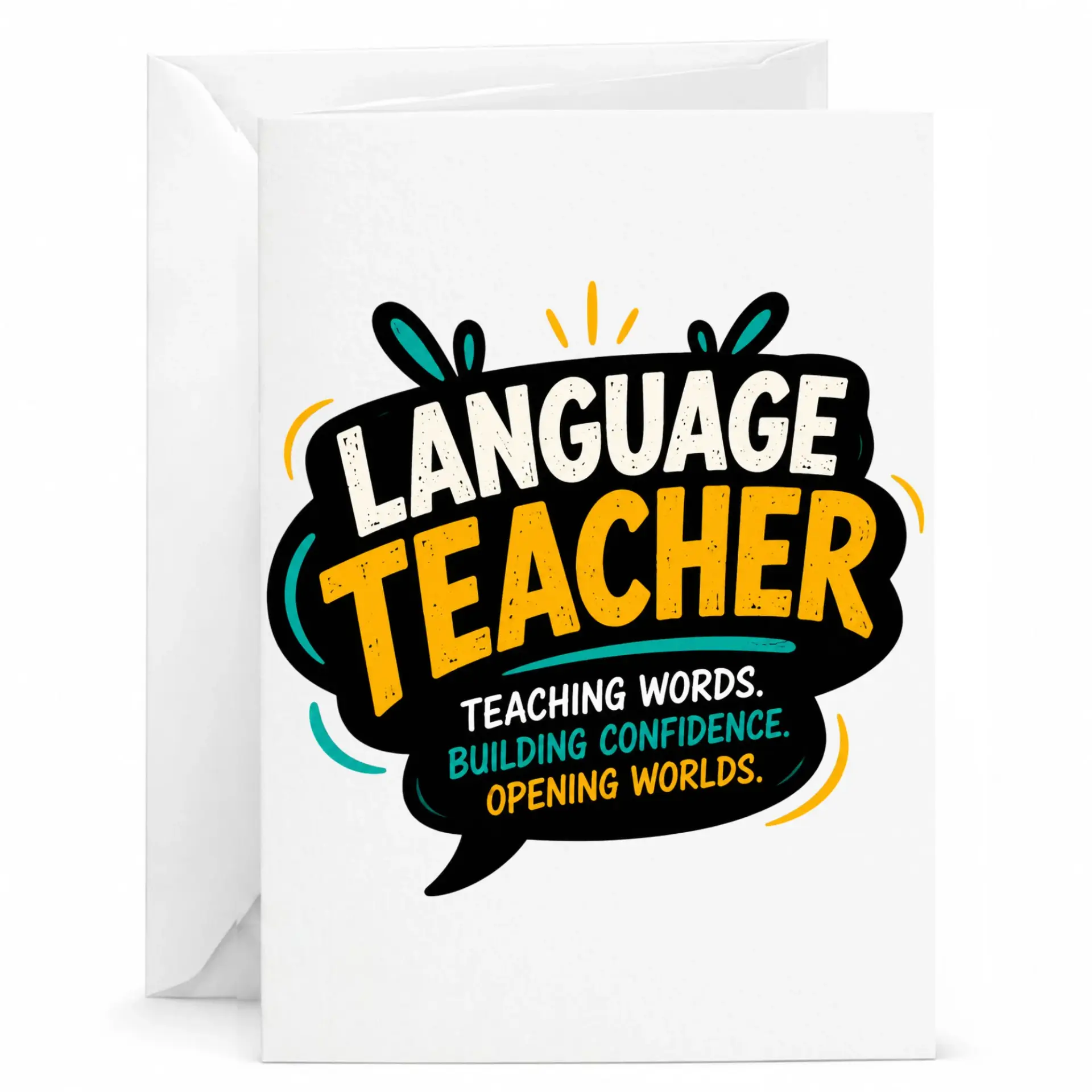 Language Teacher Greeting Card Appreciation Note for Educators with Heartfelt and Typography Design